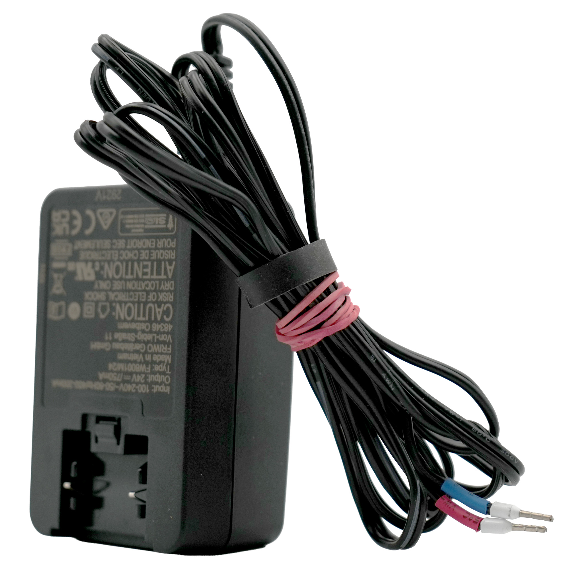 Plug-in power supply 24V 0.75A without primary adapter for Testomat® LIMIT, our item number 30997, oblique view of left side