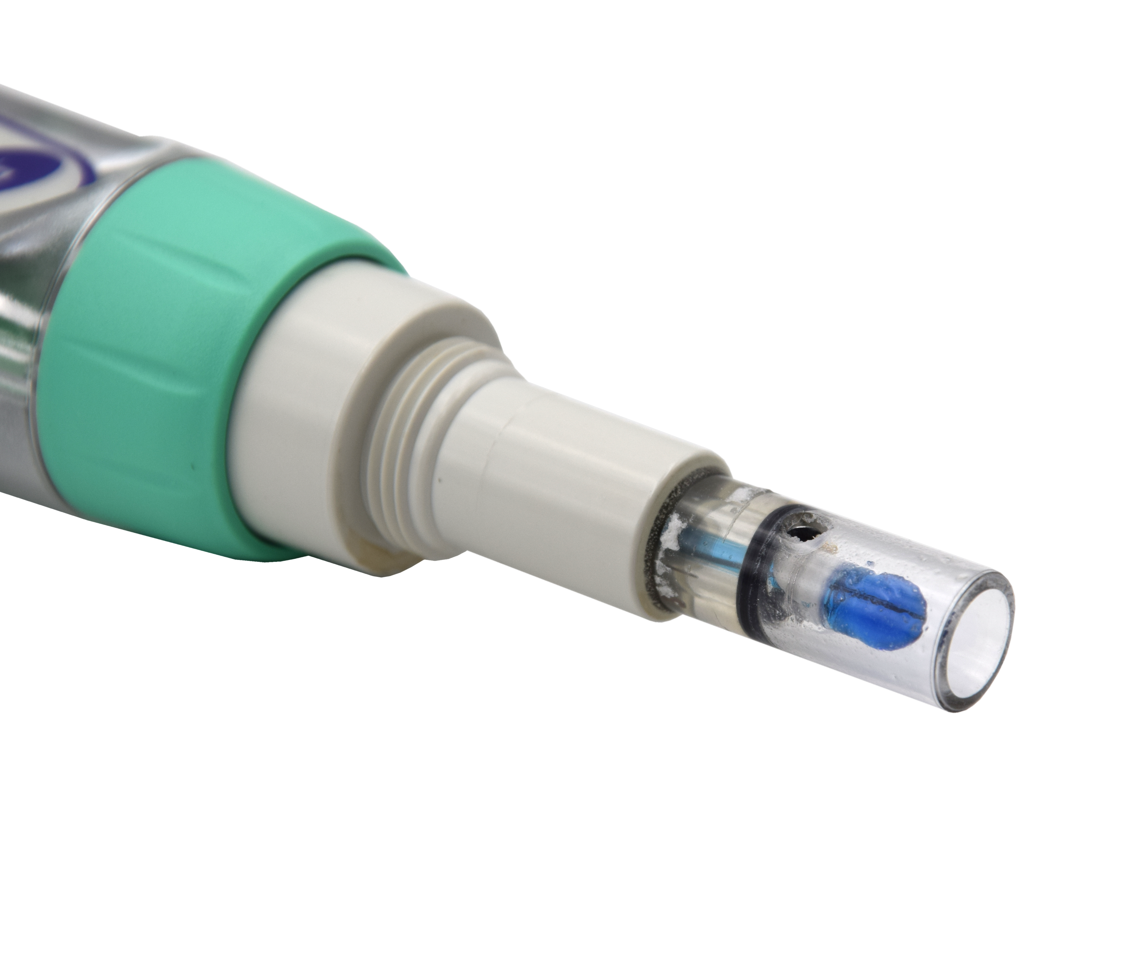 Neomeris PX 4 Elektrode, detaillierte Ansicht der pH/Redox Elektrode, Glasmembran erkenn-bar, austauschbares Sensorelement