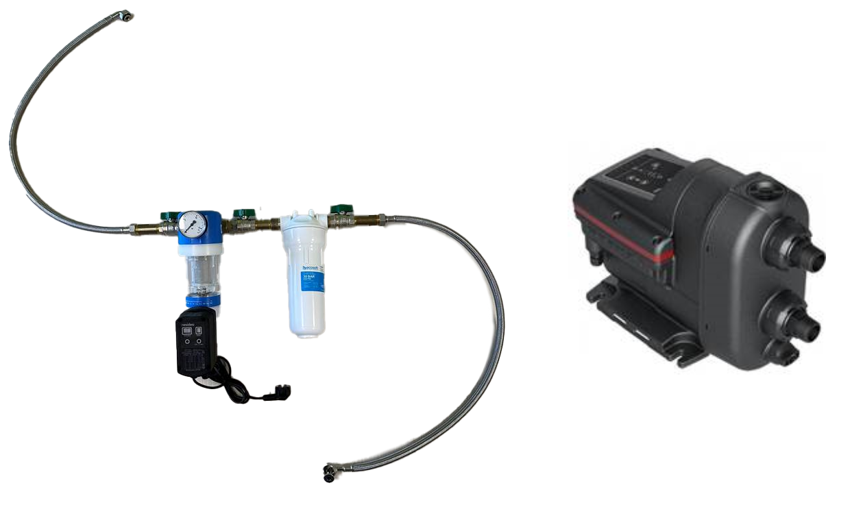 Vorfilterstufe Advancedausführung für NeoPureMini Untertischanlage mit Druckerhöhungspumpe, Rückspülfilter und Aktivkohlefilter Einheit