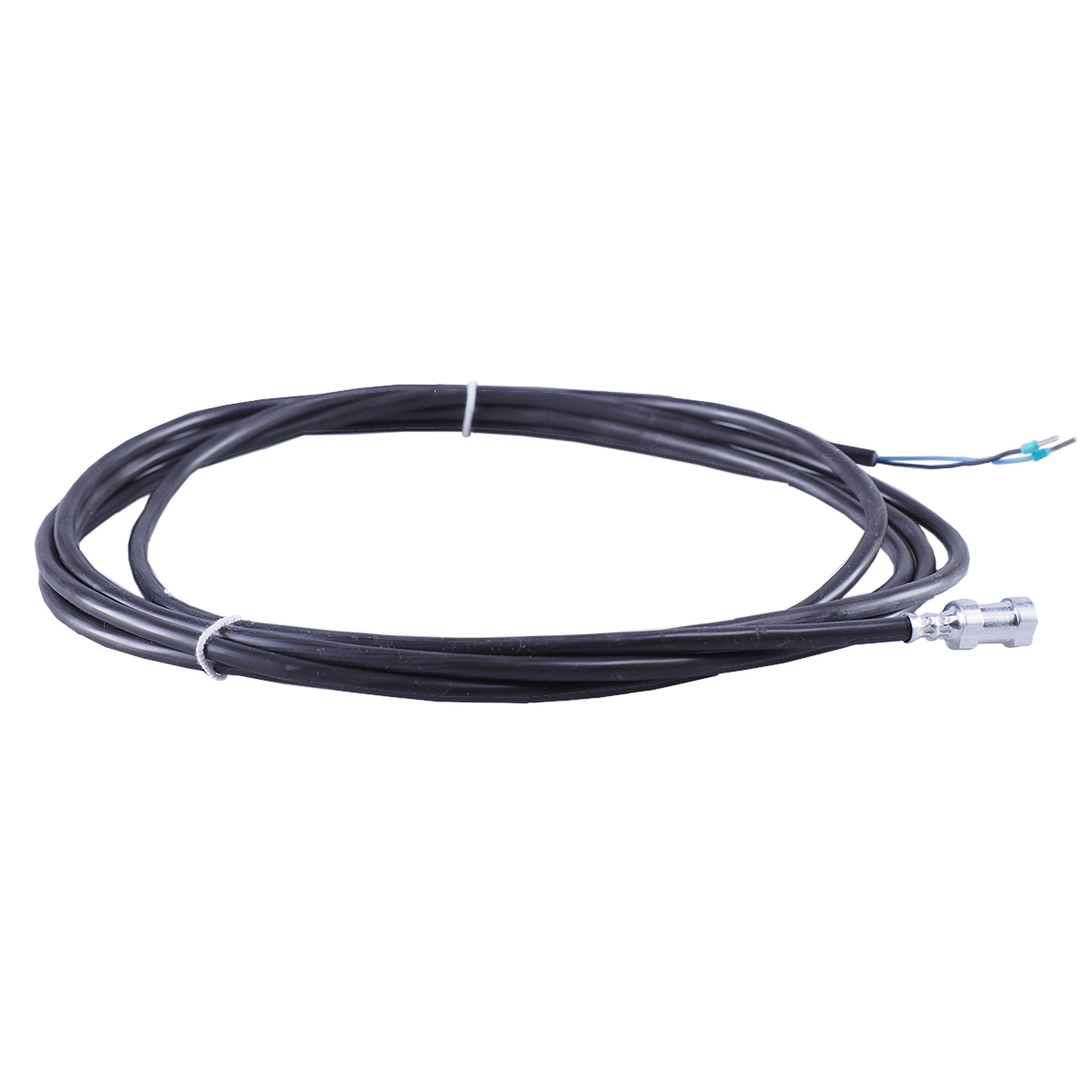 JUMO contact resistance thermometer with connection cable and mounting hole, stainless steel protection fitting