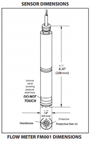 0-5 ppm Chlordioxid Sensor technische Zeichnung mit Maßen