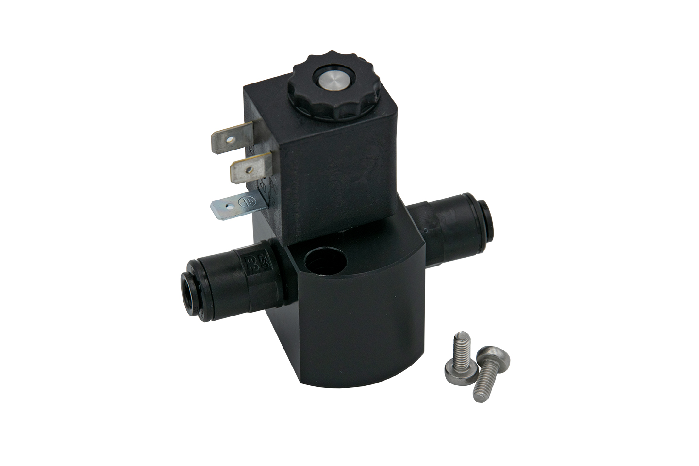 Solenoid valve for the Testomat 808, spare part, top view, screws on the right