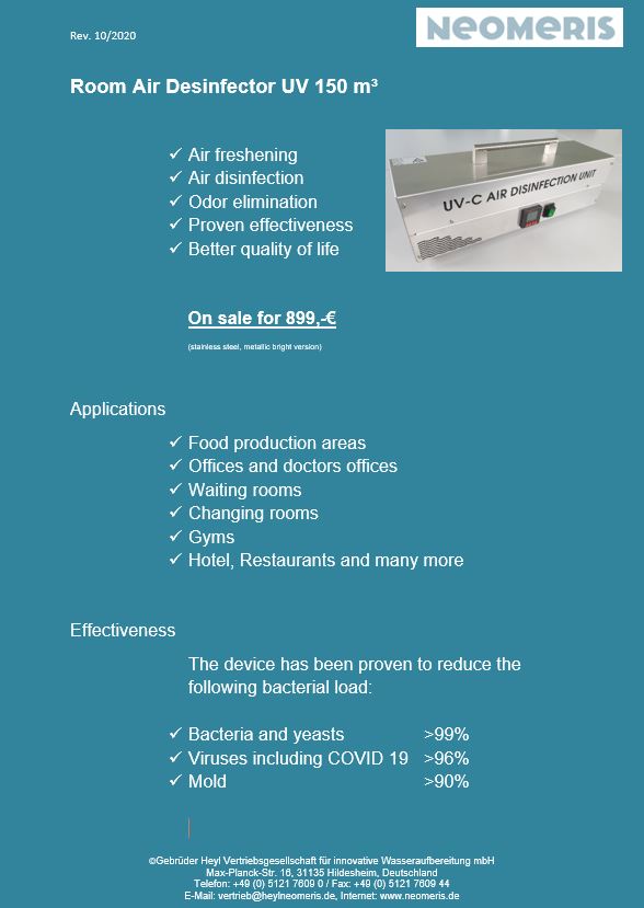 Room AIR Desinfector UV 150 m³