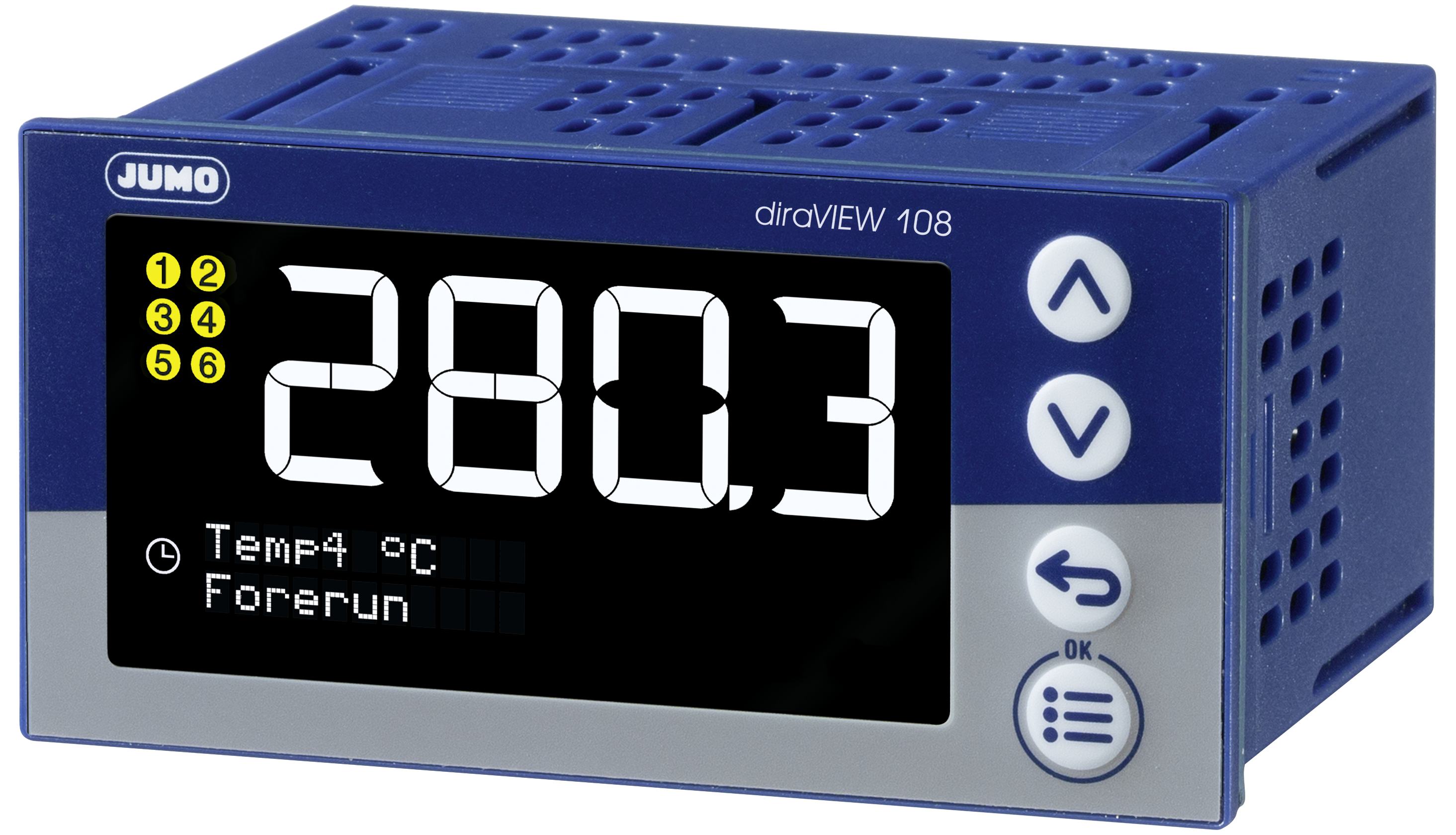 Product information “JUMO diraVIEW 116 (format 48 x 48 mm, 1 x analogue input, 2 x relay, 1 x DI, 1 x D I/ DO)