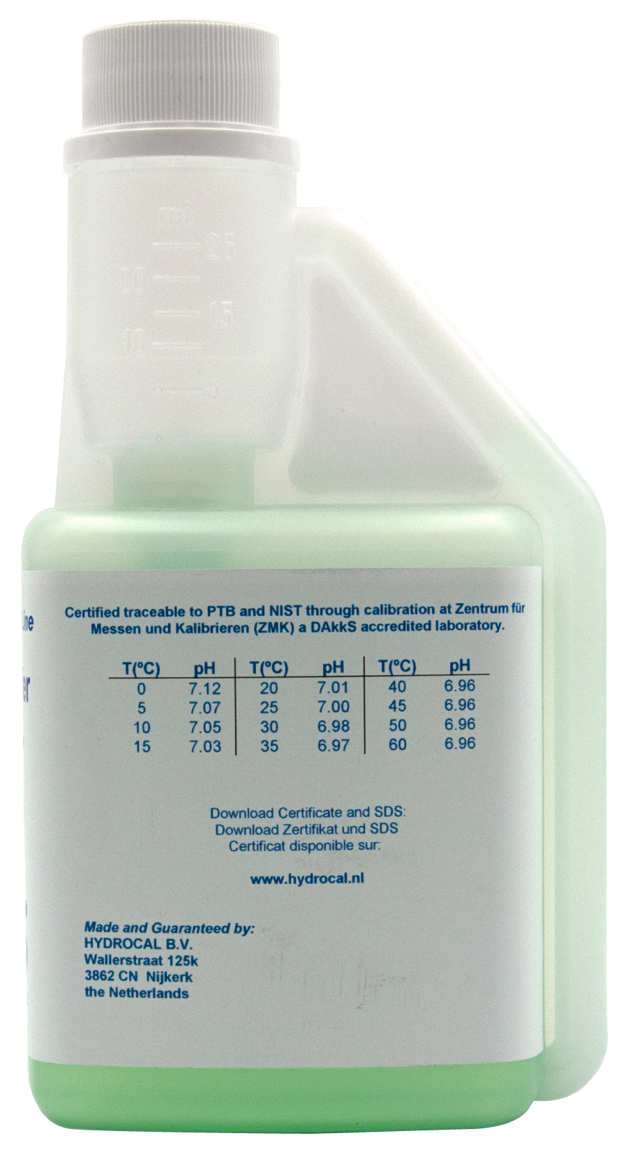 pH 7.00 250ml Pufferlösung in grün, hintere Ansicht