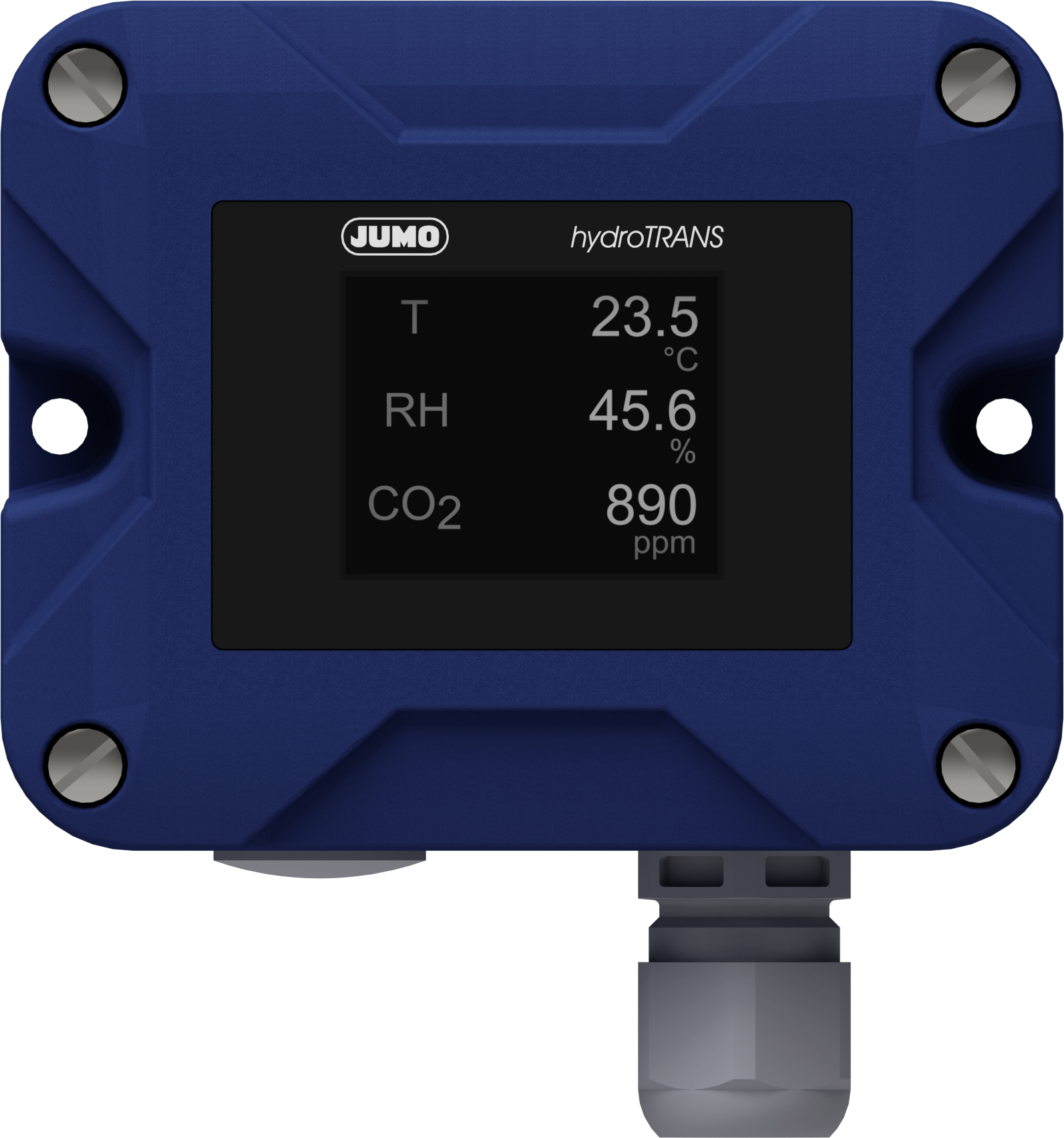 JUMO hydroTRANS S30 – Feuchte- und Temperaturmessumformer mit optionalem CO2-Modul in Kanalausführung