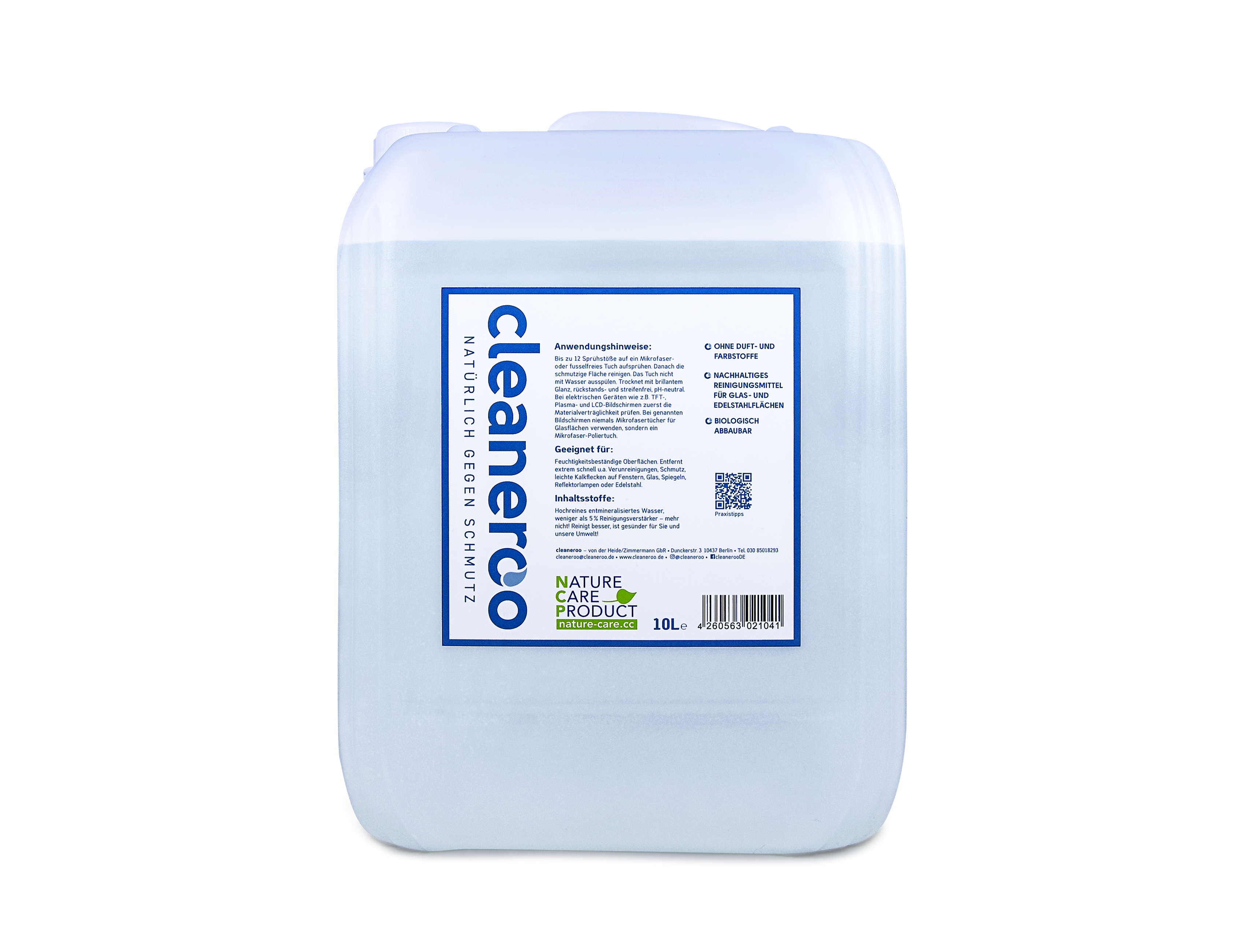 cleaneroo Unterhaltsreiniger blau, 10 l Kanister mit NCP-Biozertifikat, antiallergischer Haushaltsreiniger