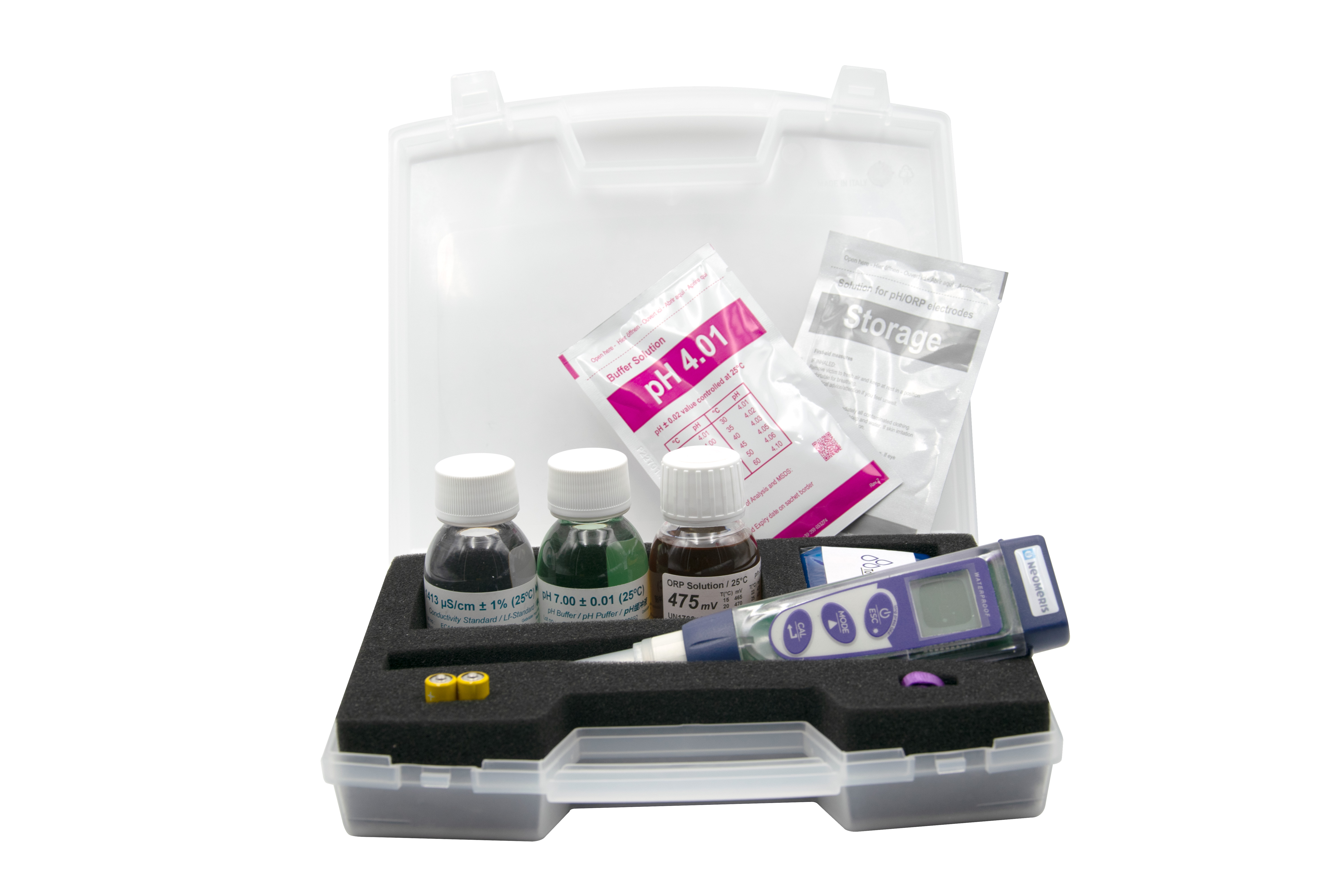 Advanced pH/mV/ORP/conductivity/TDS/salinity/temp. pocket tester in measuring case - multi-tester Advanced pH/mV/Redox/Leitfähigkeit/TDS/Salzgehalt/Temperatur Pocket-Tester im Messkoffer - Mehrparameter Tester inklusive 70ml Kalibrier-/Pufferlösung