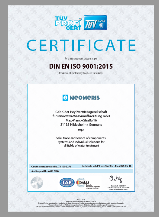 New TÜV certificate according to DIN EN ISO 9001:2015