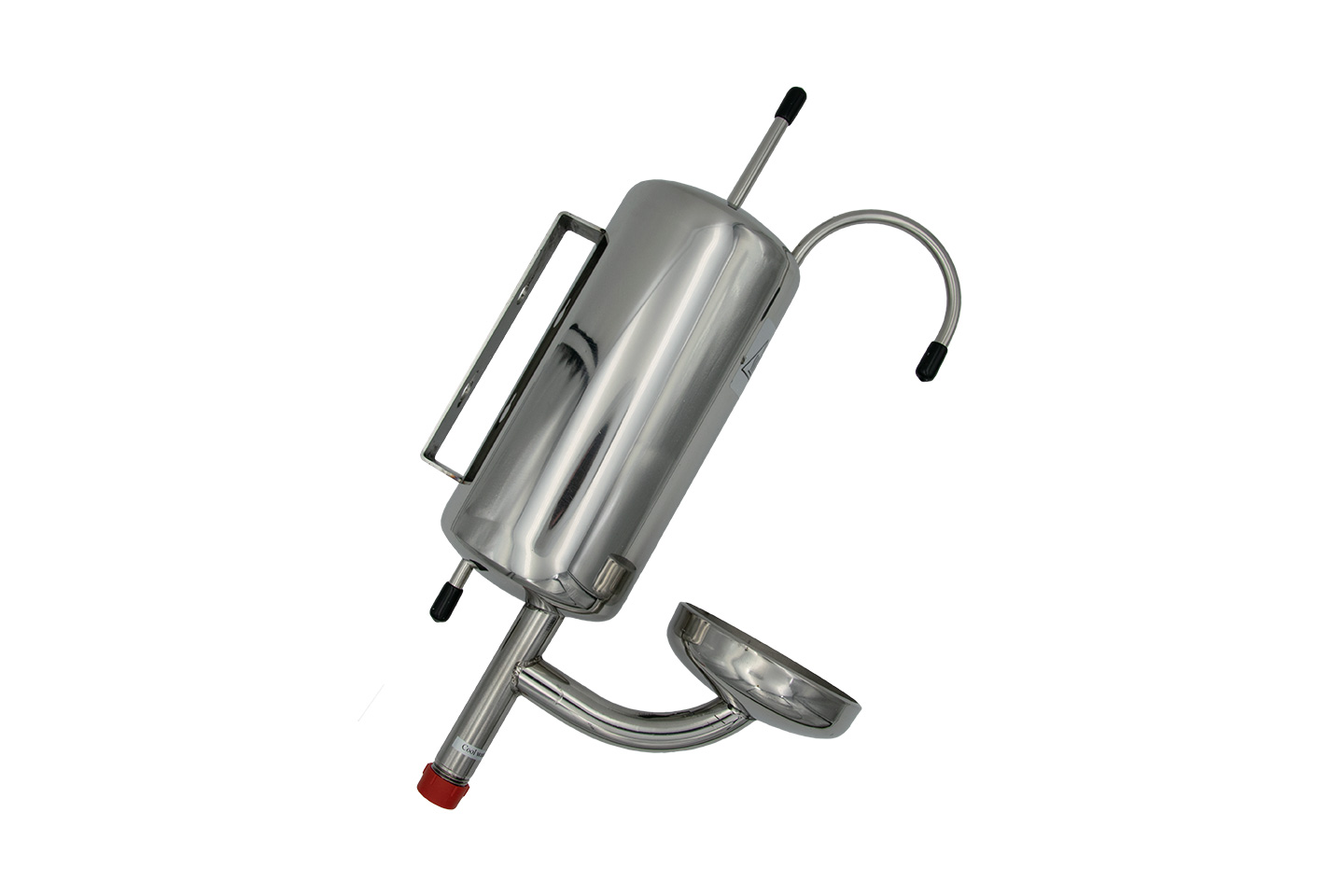 Cooler for manual sampling to 80° hot water Kühler bis 80°C für manuelle Probenentnahme, Edelstahl-Titan-Gehäuse mit Anschlüssen
