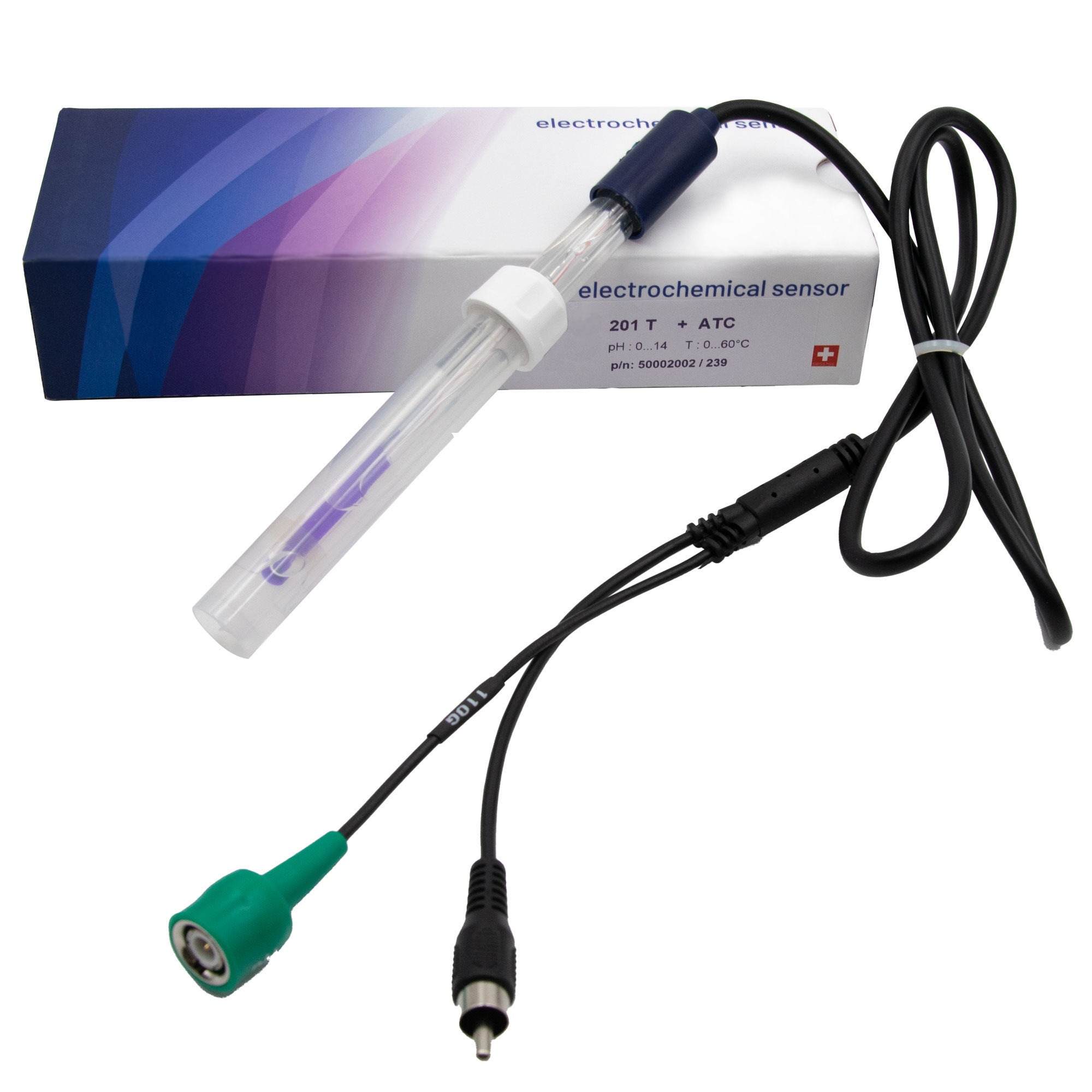 pH-Elektrode mit Kabel, einzelne Elektrode im Fokus