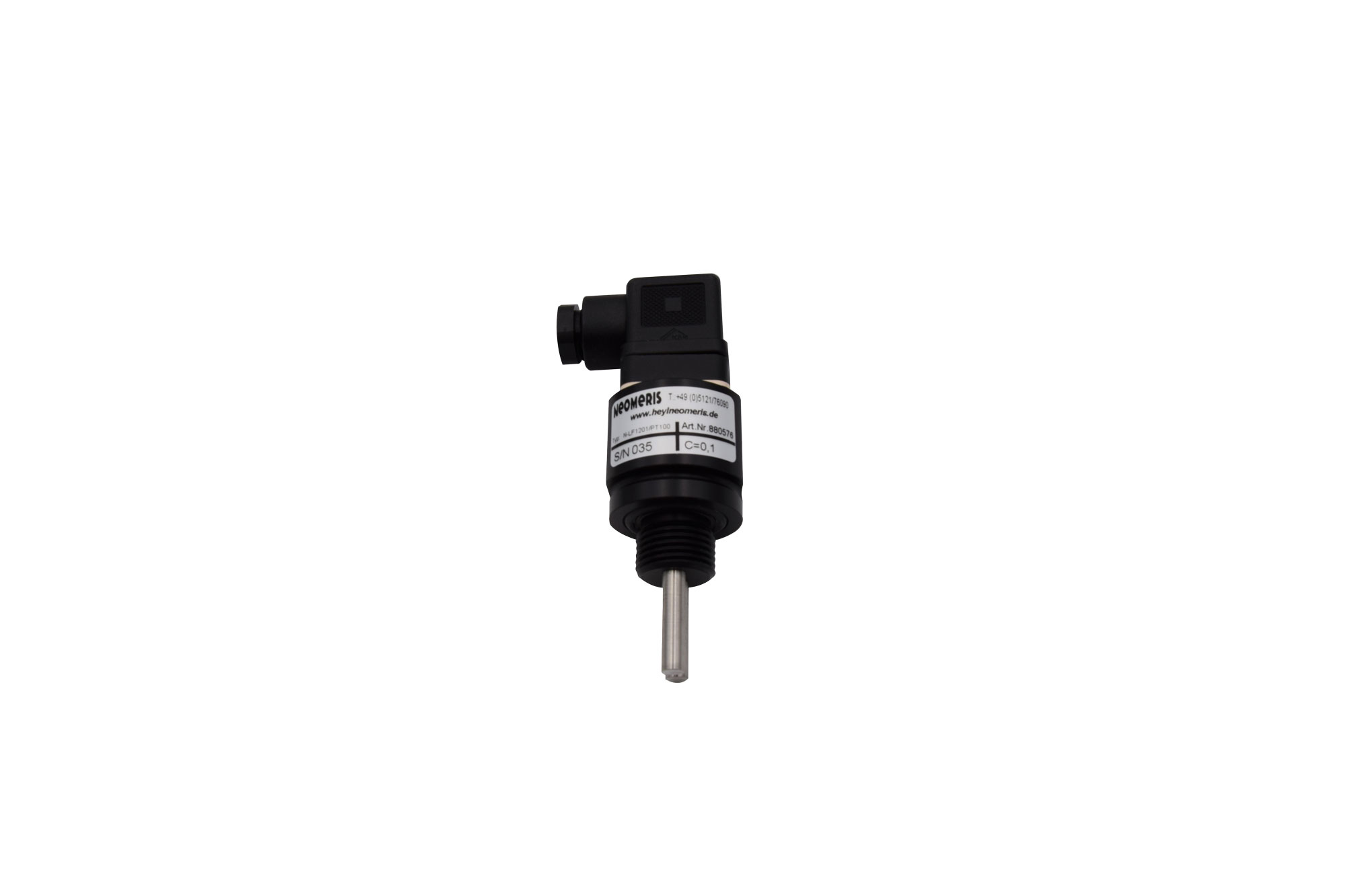 N-LF1201 Leitfähigkeits- Messzelle K=0,1 mit PT100, 1/2 Zoll Einschraubgewinde und Magnetventilstecker N-LF1201 Leitfähigkeits-Messzelle mit Edelstahl V4A Elektroden und PT100 Temperaturfühler