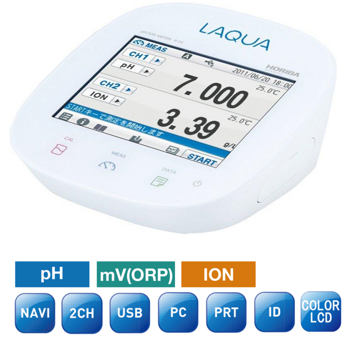 Horiba F-73A-S, Zweikanal pH/Redox/Ion/Temperatur Labor-Messgerät Starter-Set mit Touchscreen