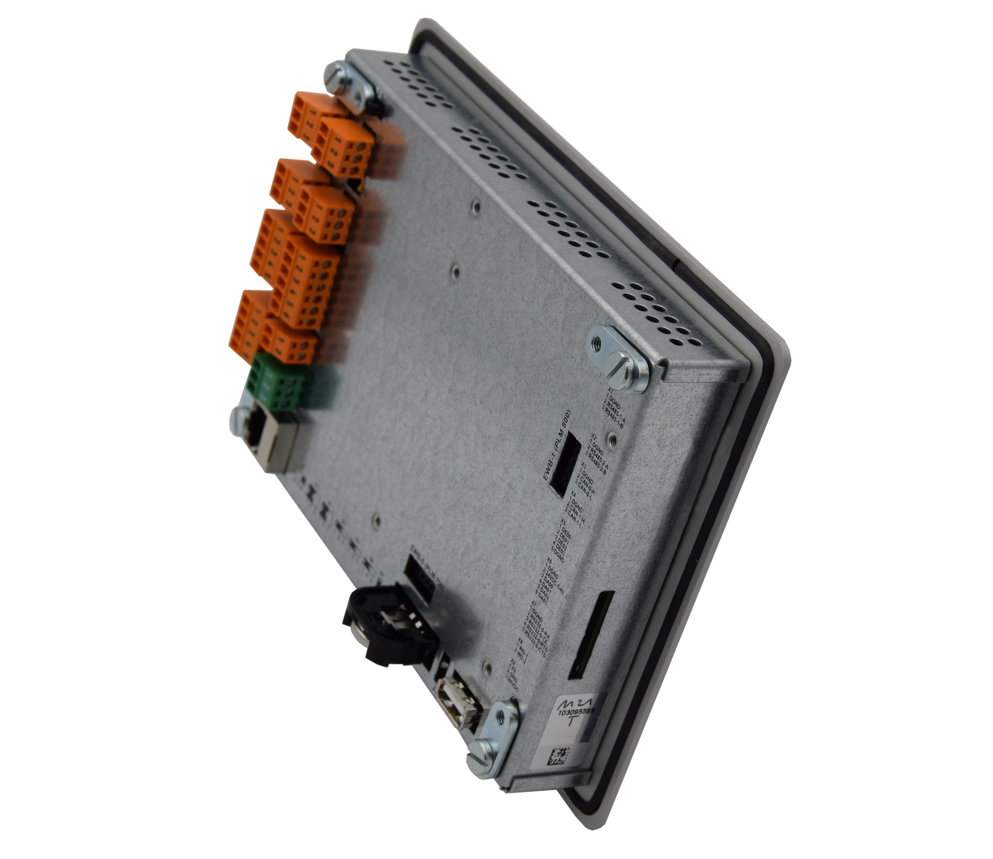 NeoTecMaster® 5 Zoll Rückansicht, Anschlussklemmen und Kabelports, Messsignalein-gänge, solide Gehäusekonstruktion, einfache Integration