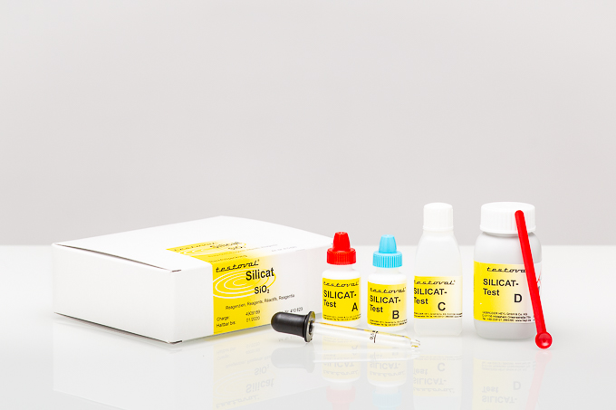 Refill pack: Reagents for TESTOVAL® SILICATE DISSOLVED Testoval Silikat Reagenzien Nachfüllpackung, Frontansicht der Verpackung mit Produktbezeichnung, Nachfüllset