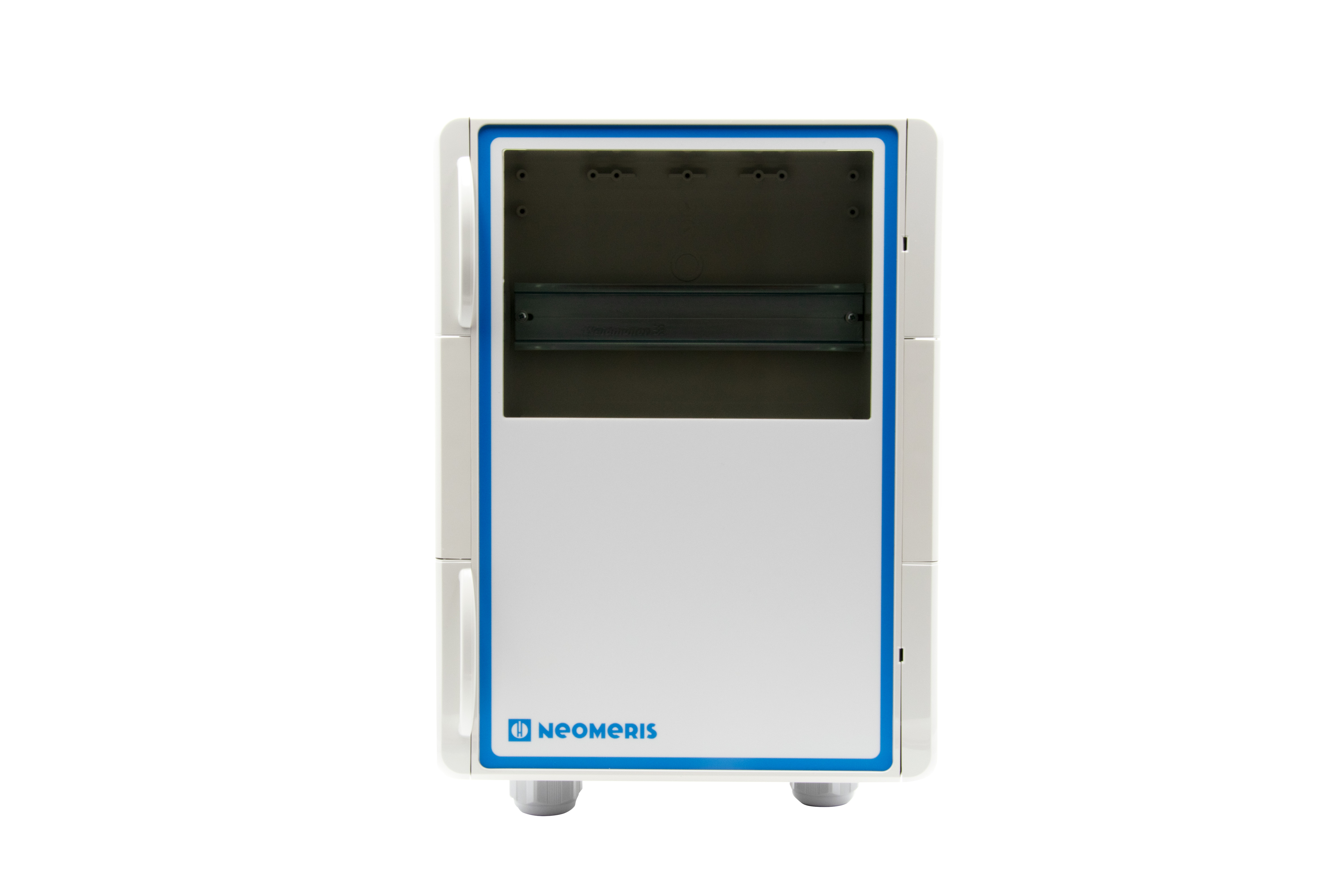 NeoTecMaster Gehäuse IP66 5 Zoll Display Front, lichtgrau, wetterfestes Kunststoffgehäuse mit Kabelzugang