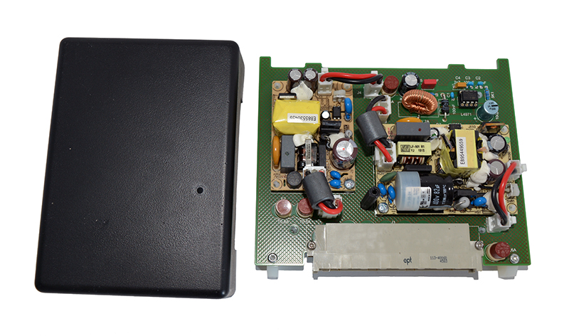 Switching power supply for voltage supply, suitable for Testomat EVO TH, 100-200 VAC, front view with open switching power supply