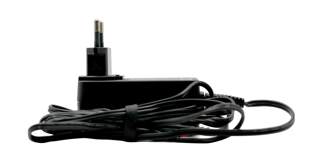 Plug-in power supply for Testomat LIMIT, our item number 30996 Front view Product shown with cable in the foreground