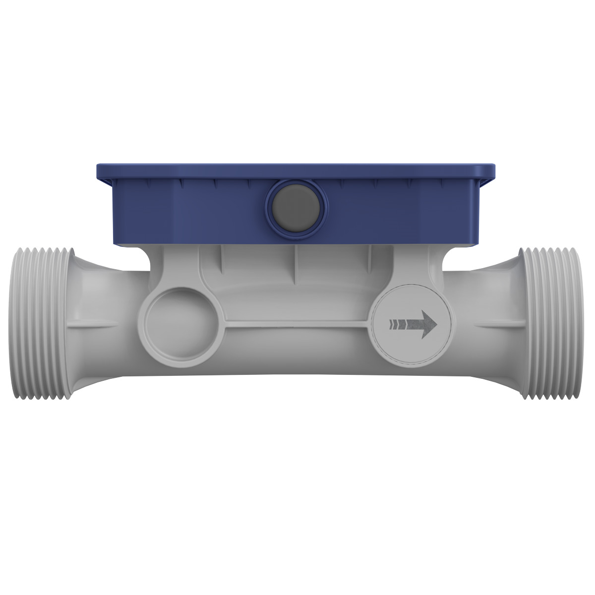 JUMO flowTRANS US W02 Ultraschall-Durchflussmessgerät DN 25 Vorderansicht, digitale Schnittstellen, robustes Kunststoffgehäuse