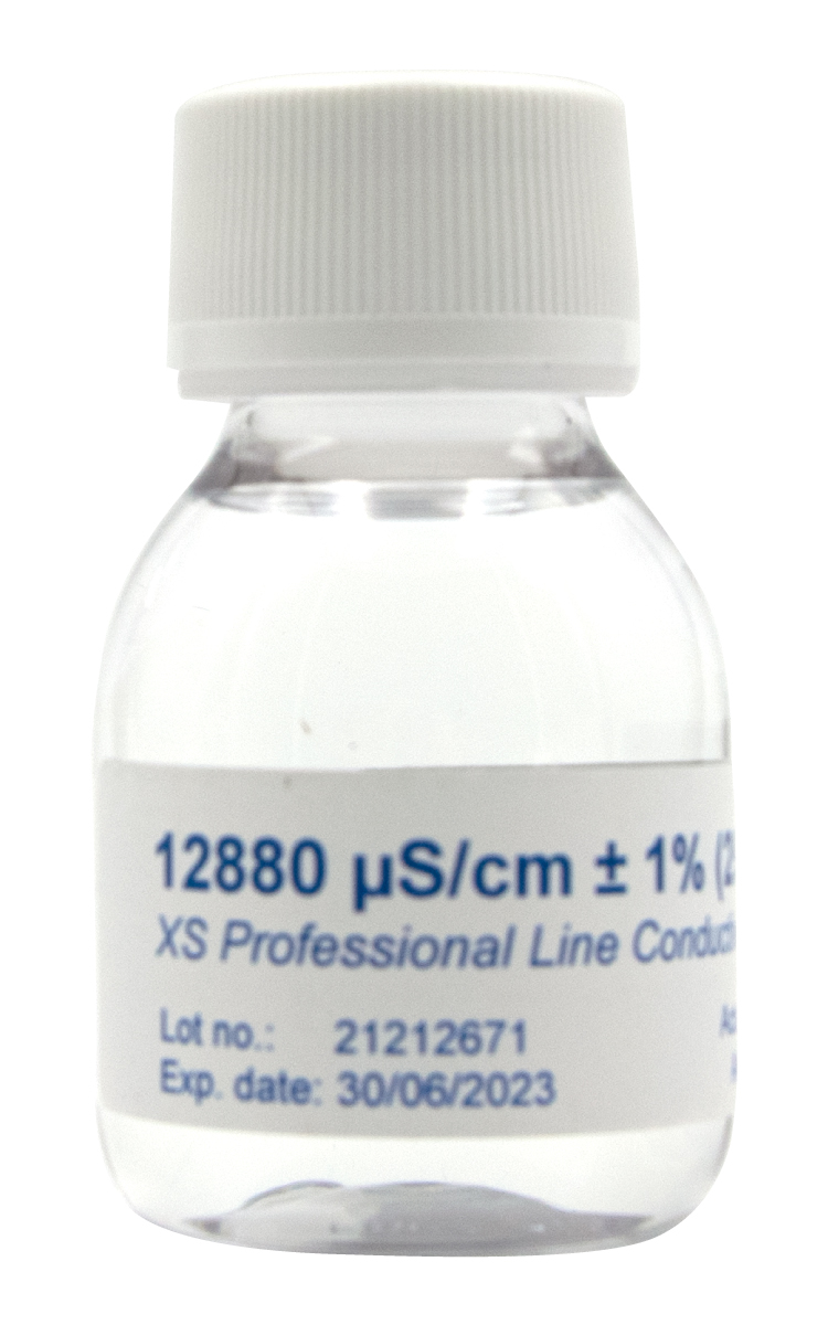 XS Professional 12880µS/cm - 4x 60ml Leitfähigkeitskalibrierlösung, eine 60ml Flasche Ansicht vorne