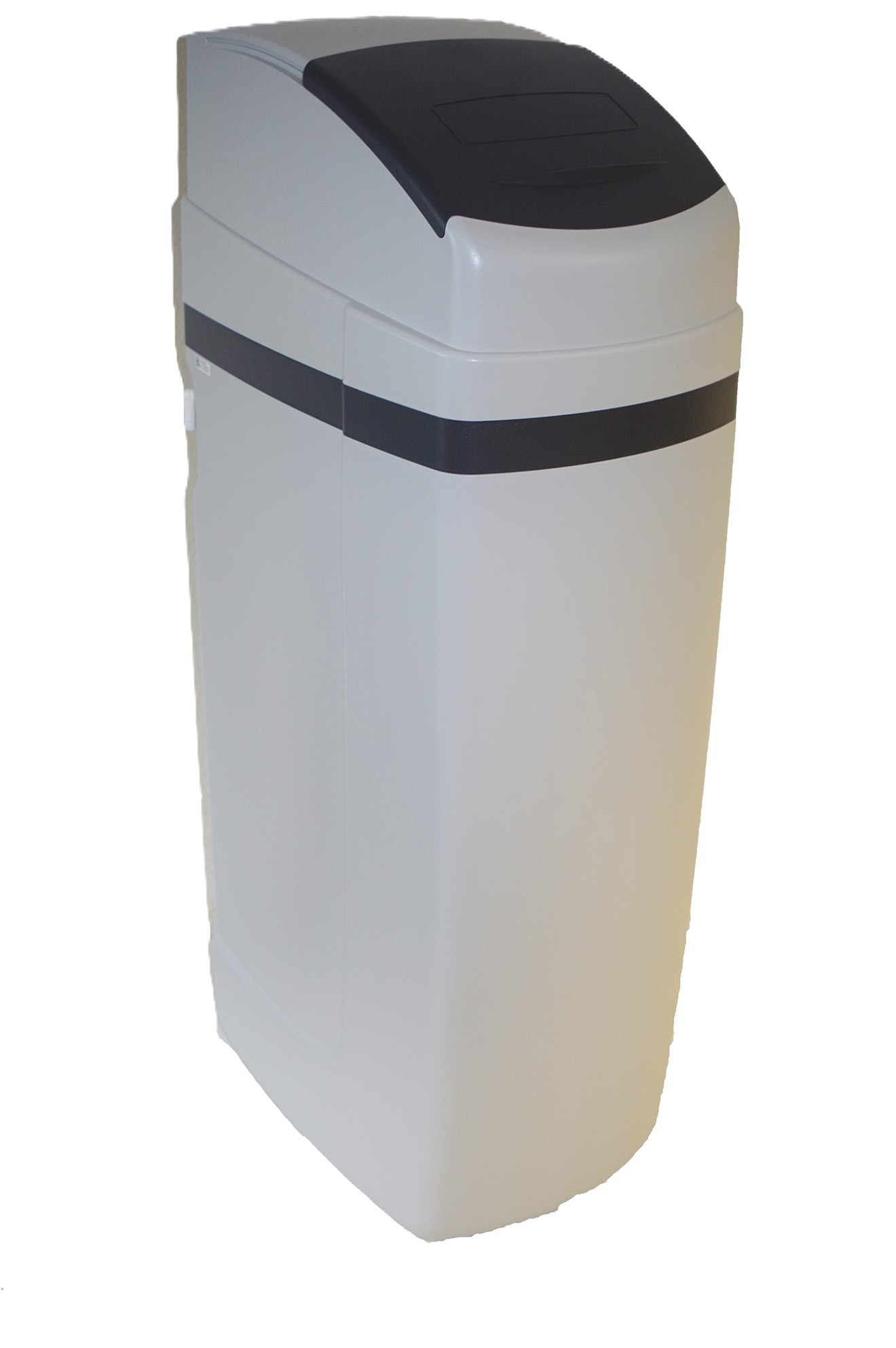 Seitliche Ansicht der Kabinettenthärtungsanlage, Deckel ist geschlossen und der Bildschirm nicht sichtbar