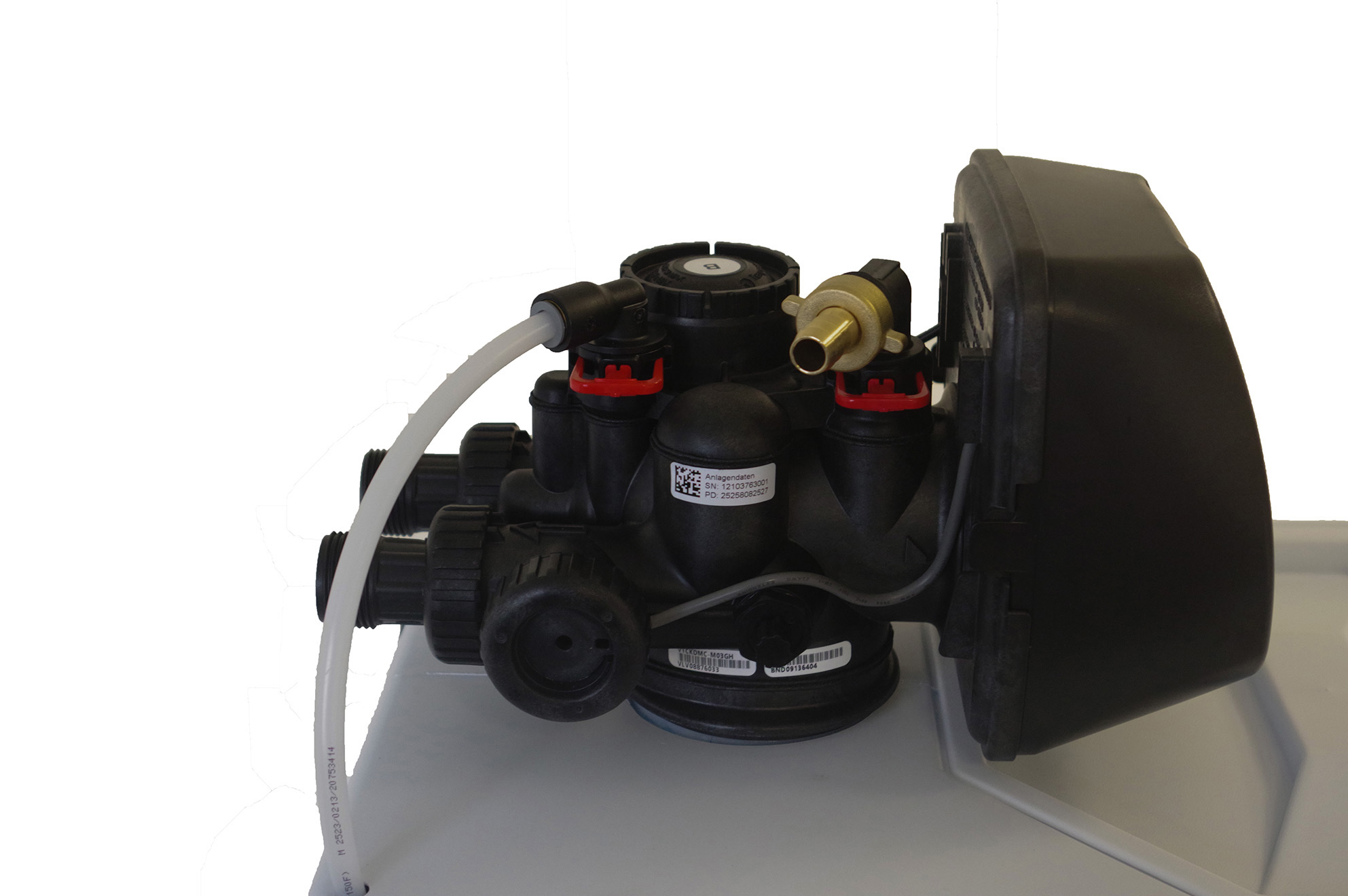 Zentrales Steuerventil mit Display zu sehen, Seitliche Ansicht, Nahaufnahme