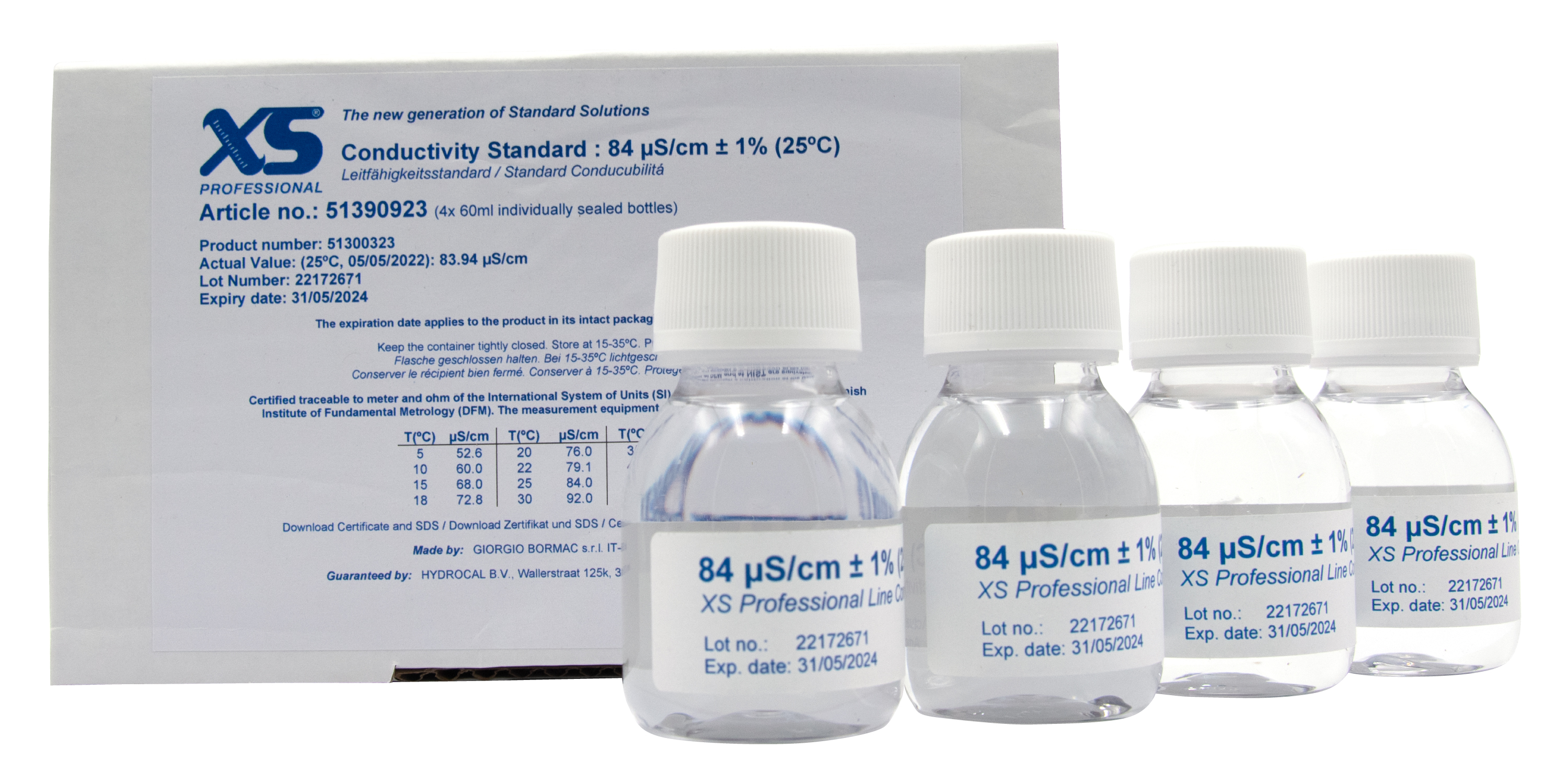 XS Professional 84µS/cm - 4x 60ml Leitfähigkeitskalibrierlösung  klar, 4x 60ml