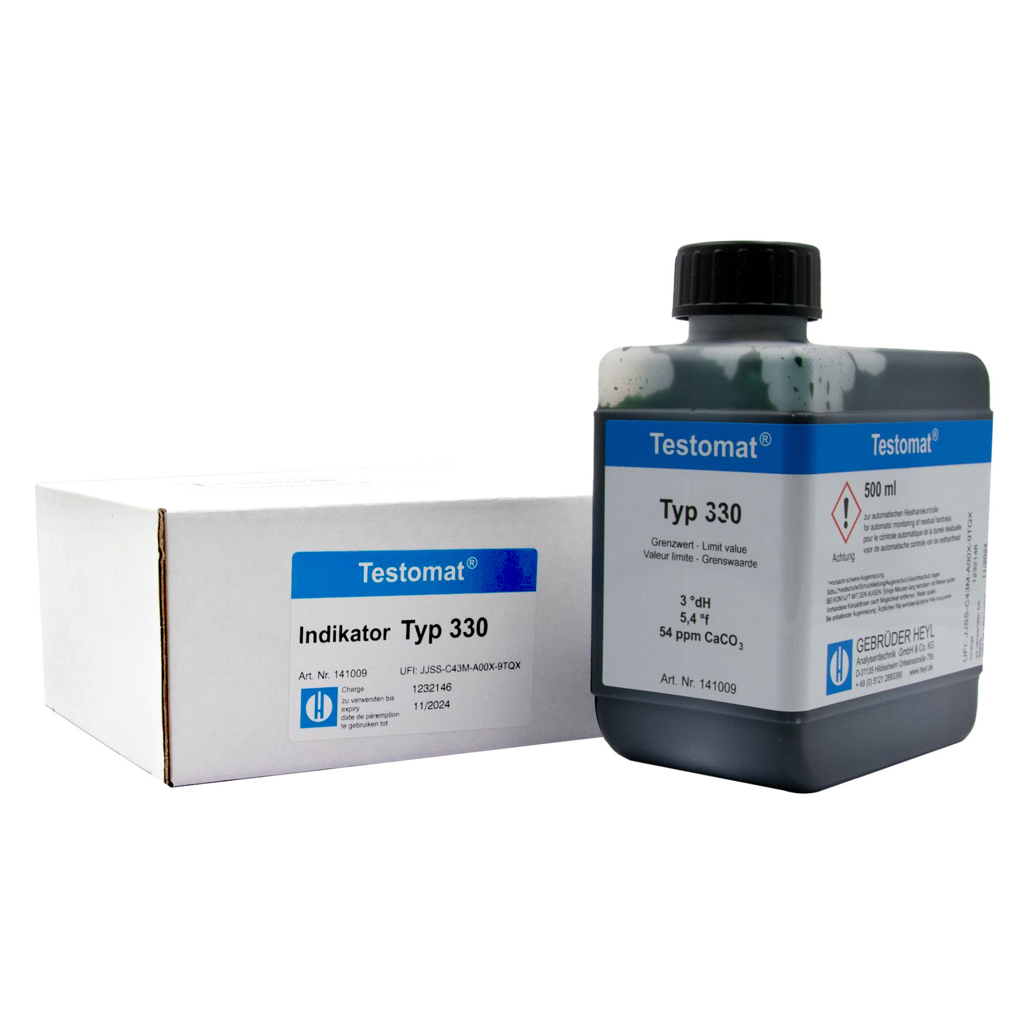 Testomat® 808 Indikator 330 500 ml Testomat® 808 Indikator 330, 500 ml Flasche, Resthärte-Messung, Grenzwert 3,0 °dH