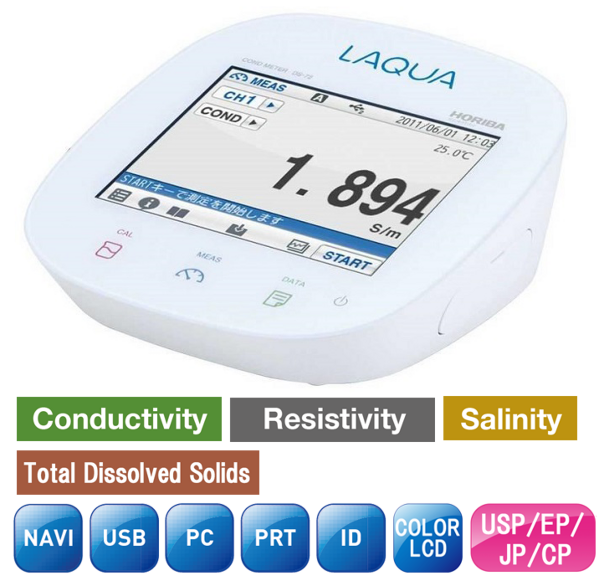 Horiba DS‑72A‑S Labormessgerät Frontansicht Touchscreen und Tasten