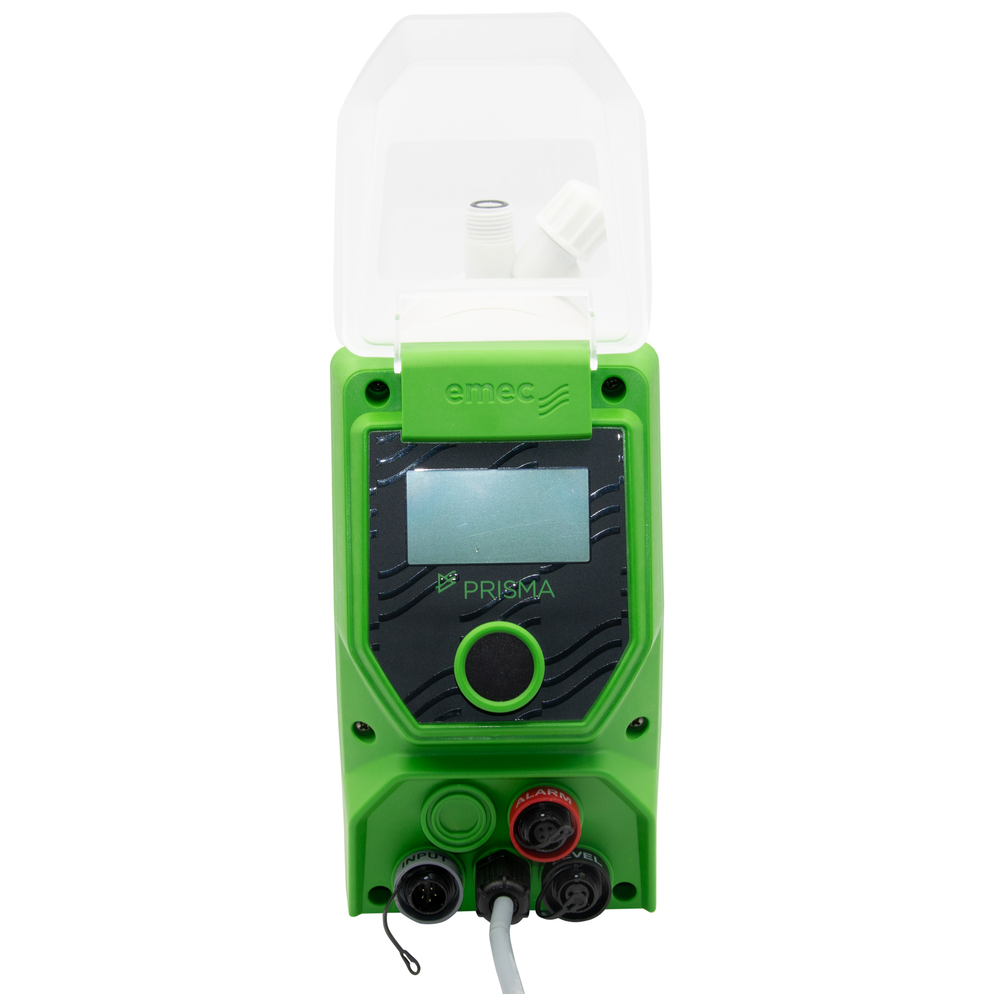 emec PRISMA Dosierpumpe, Frontalansicht, Bedienfeld und Display