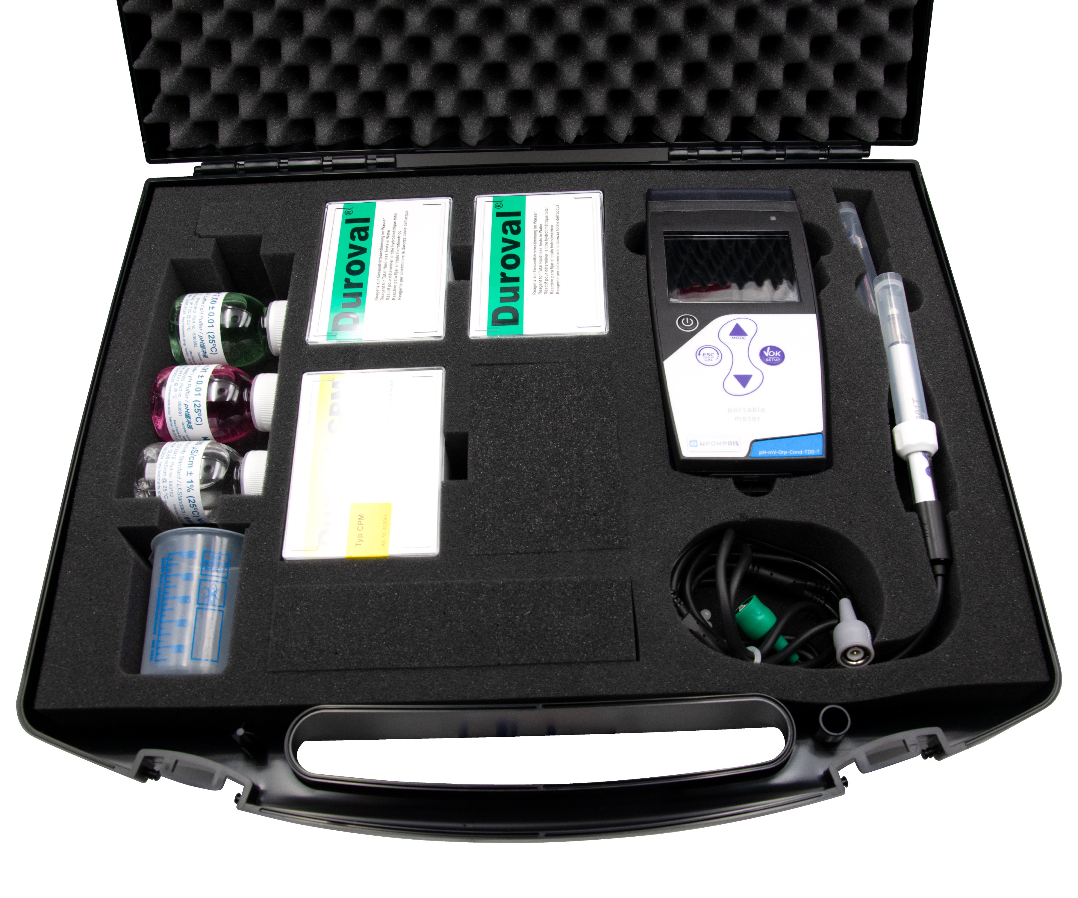 Professional analysis case boiler house with professional pH/conductivity/TDS/mV/redox/temperature hand-held meter