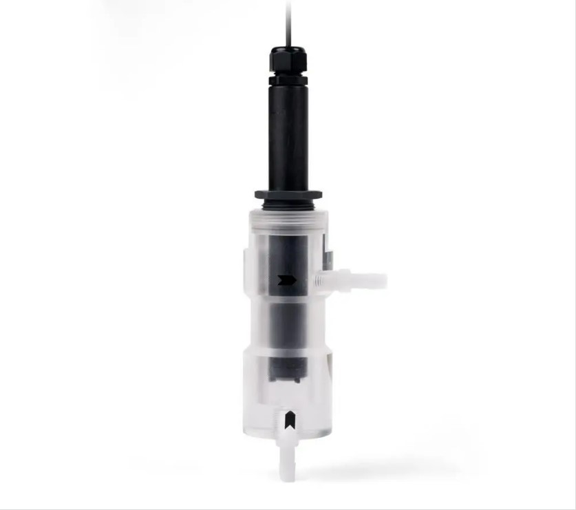 0-5 ppm Chlordioxid Sensor, Seitenansicht, Metallgehäuse, Kabelanschluss sichtbar