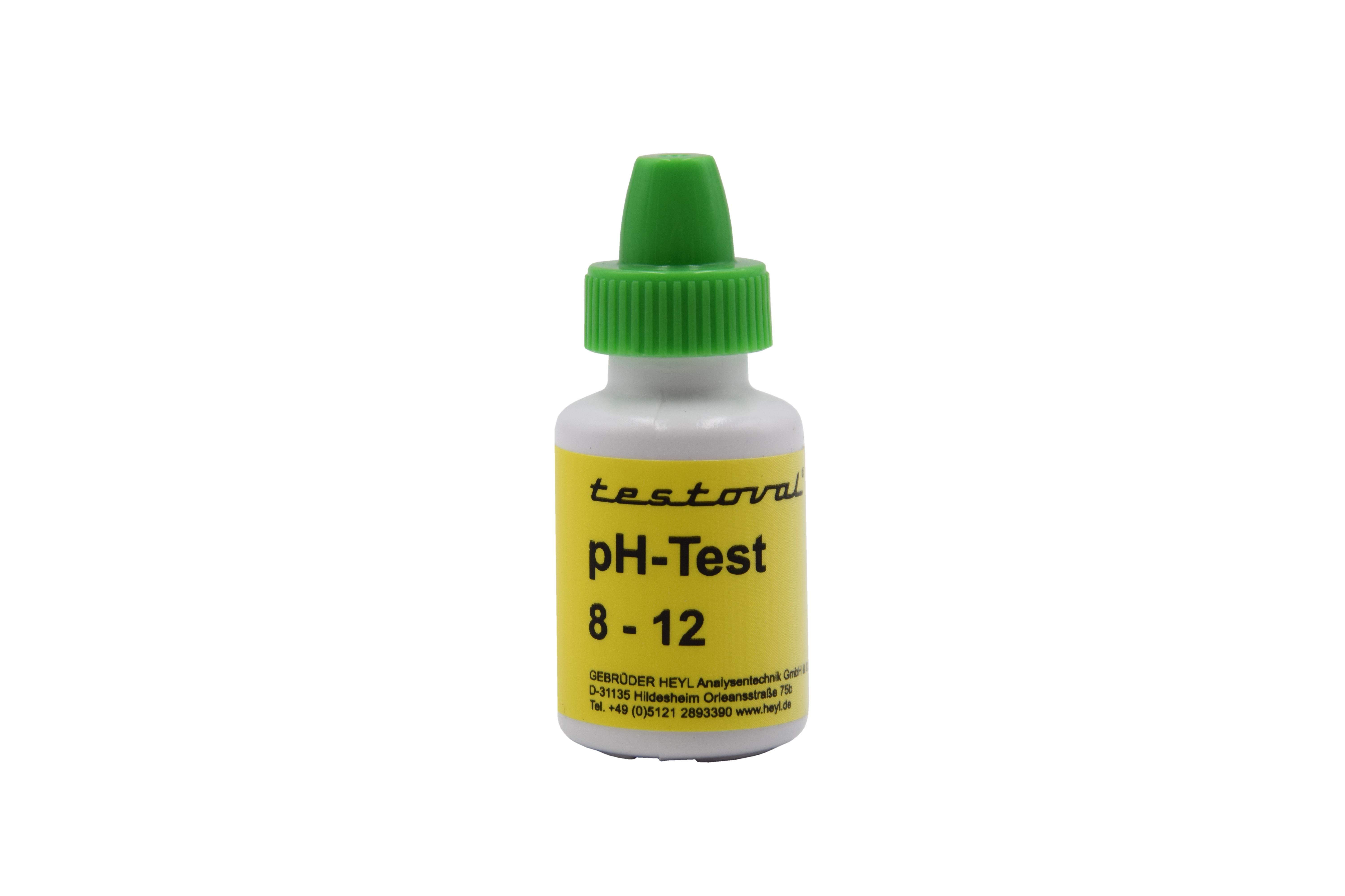 Refill pack: Reagents for TESTOVAL® PH-VALUE 8-12 Testoval pH-Bereich 8 bis 12 Reagenzien Nachfüllpackung, Produktbeschreibung und Dosierhinweise gut lesbar dargestellt