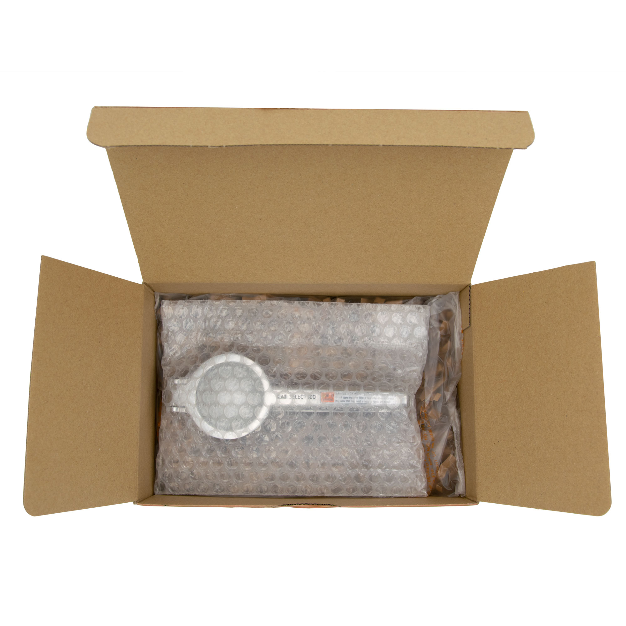 Horiba Y049 Verpackung offen, Presse plus Anleitung geschützt verpackt