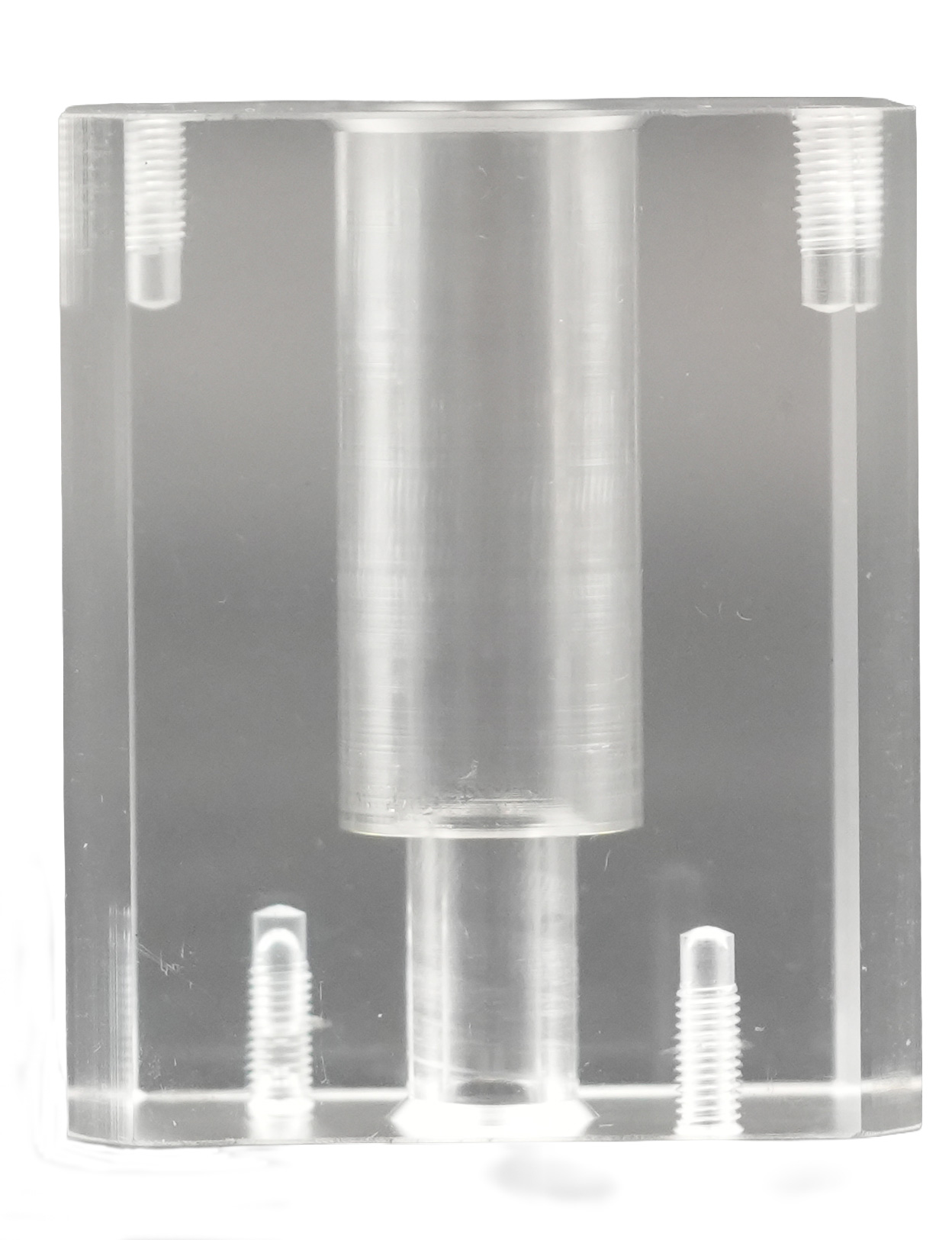 Pumpenzylinder für Testomat® LIMIT unsere Artikelnummer 40653 Frontalansicht der Produktes man sieht die Aussparungen unter anderem für die Schrauben