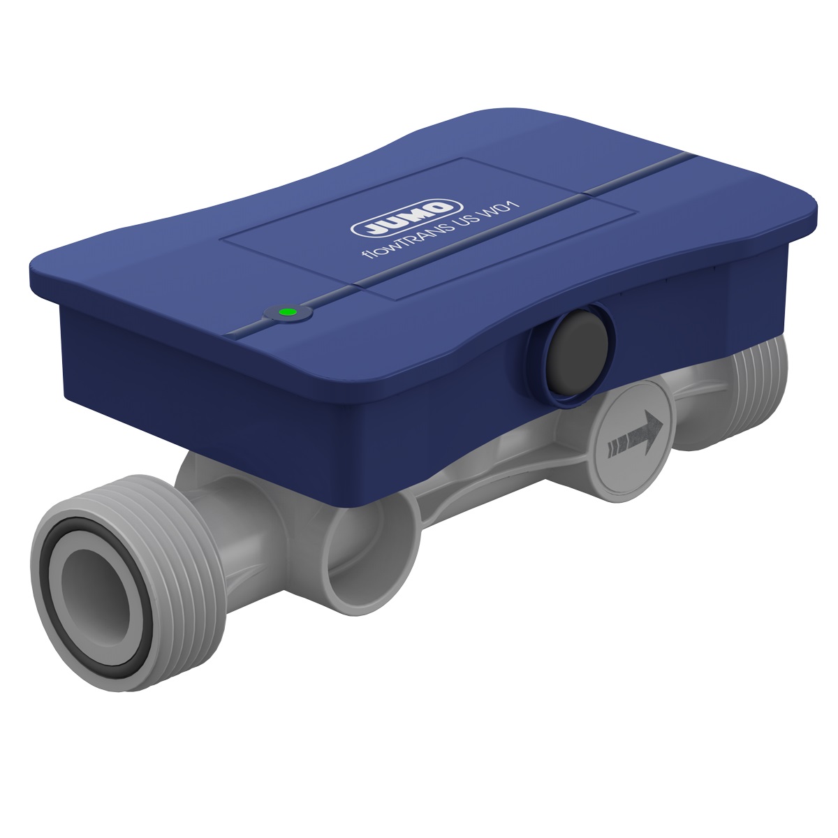JUMO flowTRANS US W01 Ultraschall-Durchflussmessgerät DN 15 Frontansicht, präzise Wasser-Durchflussmessung, wartungsarm