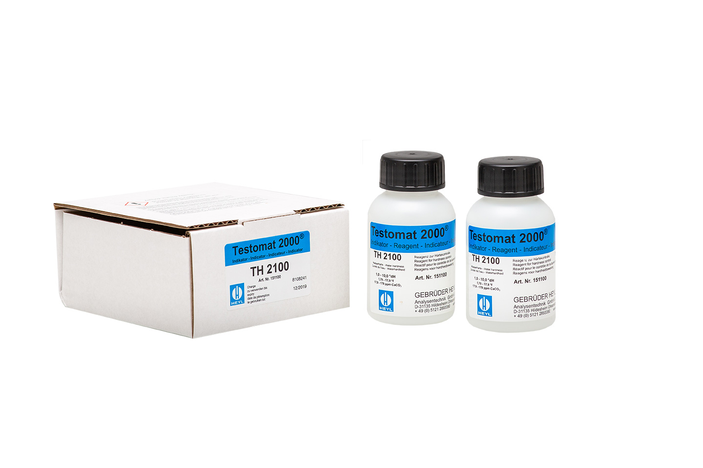 Testomat® Indikator TH2100, zwei 100 ml-Flaschen mit Schraubverschlüssen, Wasseranalyse Messlösung