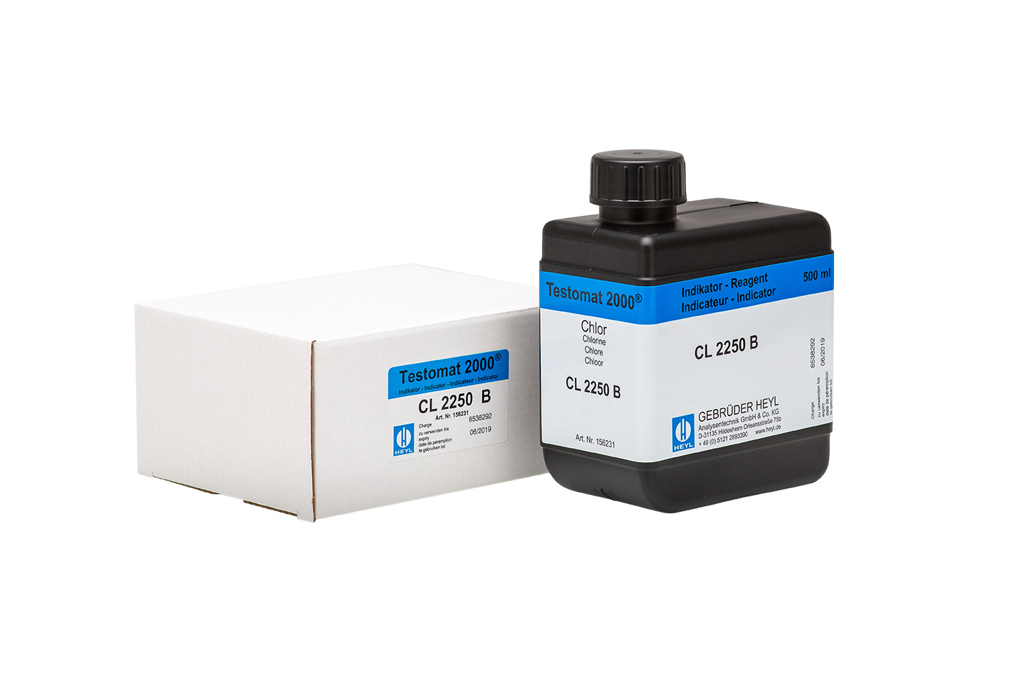 Testomat 2000® Reagenz CL 2250 B 500 ml Testomat 2000 Reagenz B für CL Analyse, Laborflasche mit Schraubverschluss, Reagenzflasche für Testomat 2000 CLF und CLT Geräte