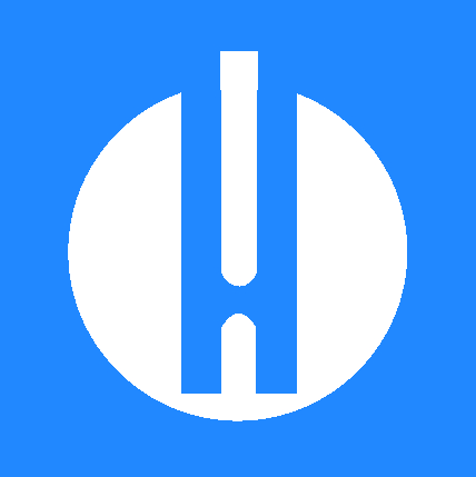 Heyl Logo blauer Buchstabe H in einem weißen Kreis Hintergrund ist blau