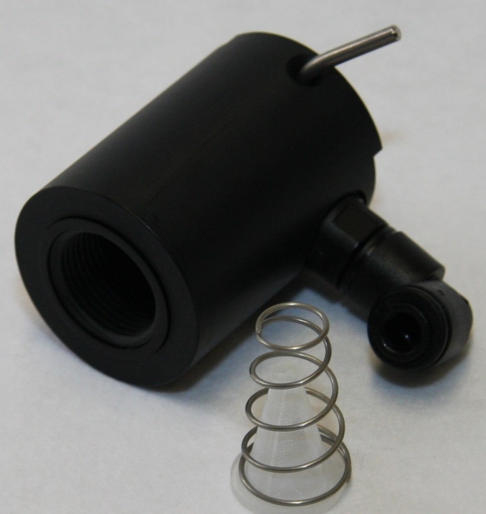  Regulator/filter holder for pressure regulator, complete, for Testomat 2000, EVO TH, ECO and Titromat, regulator holder with spring for the inlet visible