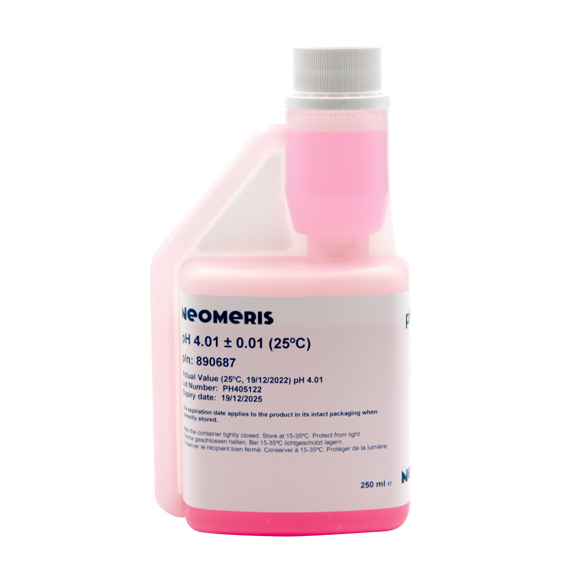 Neomeris pH-Pufferlösung pH 4.01 Pufferlösung pH 4.01 Flasche stehend, 250 ml, Hygieneverschluss sichtbar