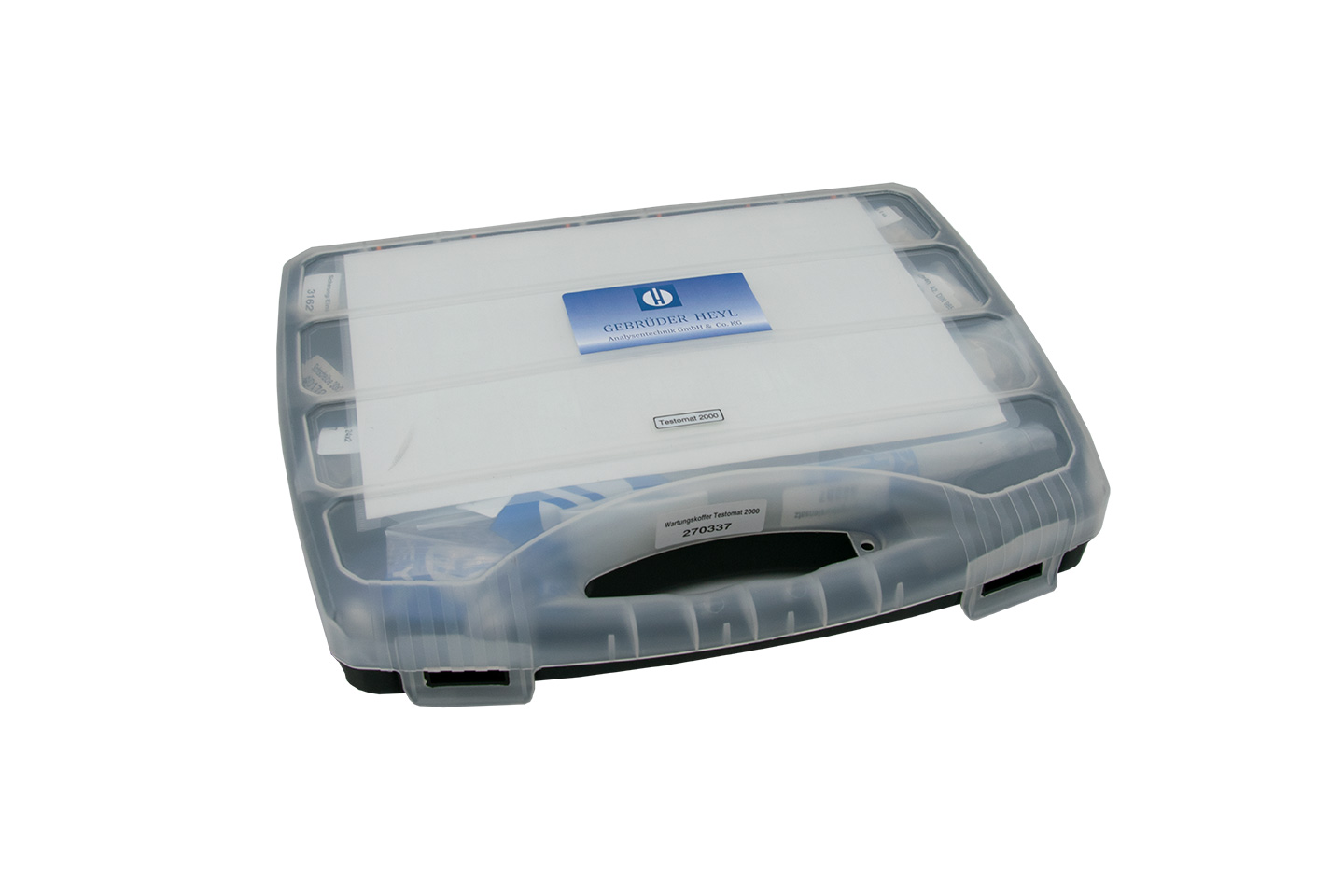 Wartungs- und Reparaturkoffer, für den Testomat und Titromat, Geschlossener Koffer, für die regelmäßige Wartung, enthalten sind O-Ringe, Sicherungen, Sichtscheiben, Reinigungsbürstensatz und noch mehr