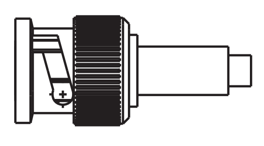 BNC plug straight for cable 5mm, part no.: 00068842 BNC-Stecker gerade für Kabel 5mm, Teile-Nr.: 00068842, Seitenansicht des Steckers
