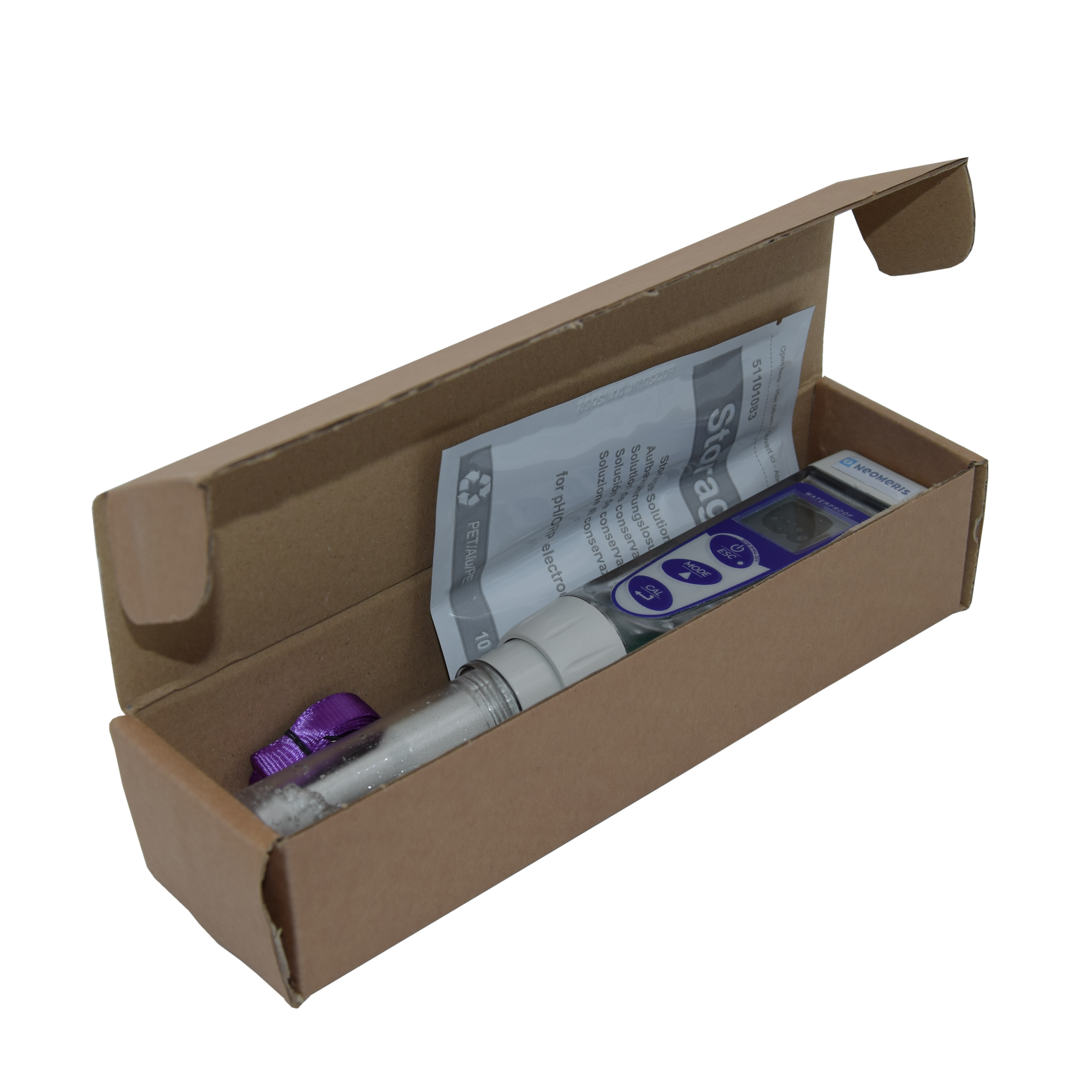 Advanced pH/mV/Temp. Pocket-Tester im Karton liegend