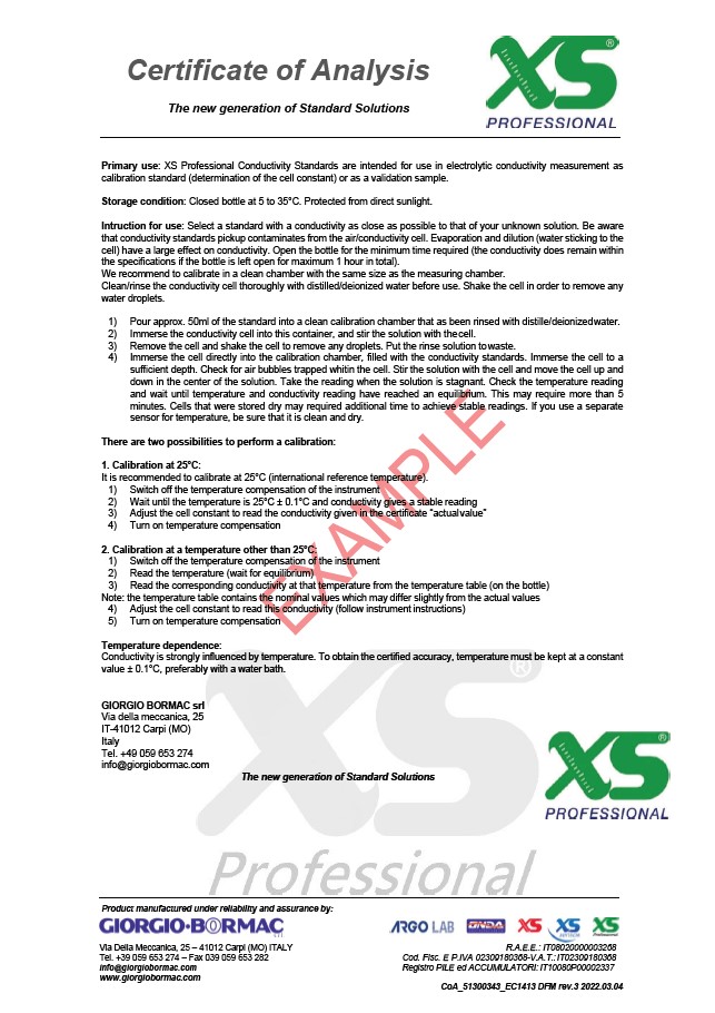 DFM certificate for 147 µS/cm, sheet 2