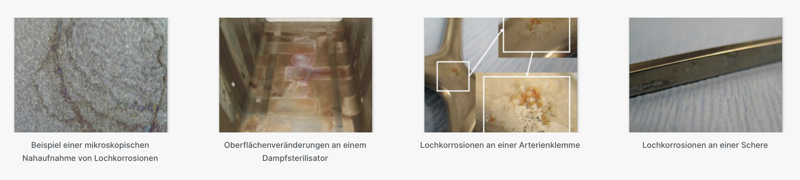 Beispiele für Lochkorrosionen Beispiele für Lochkorrosionen