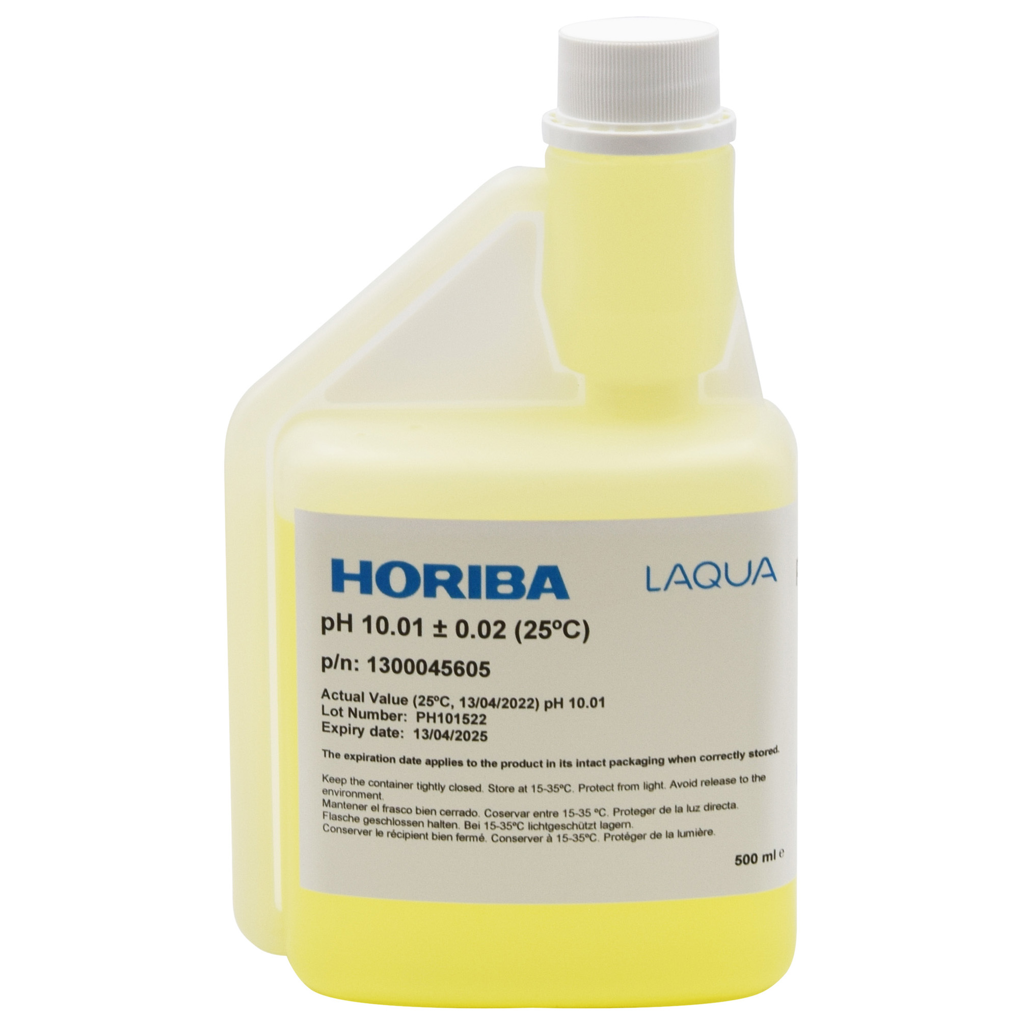 HORIBA pH 10.01 buffer solution – handy bottle for precise calibration