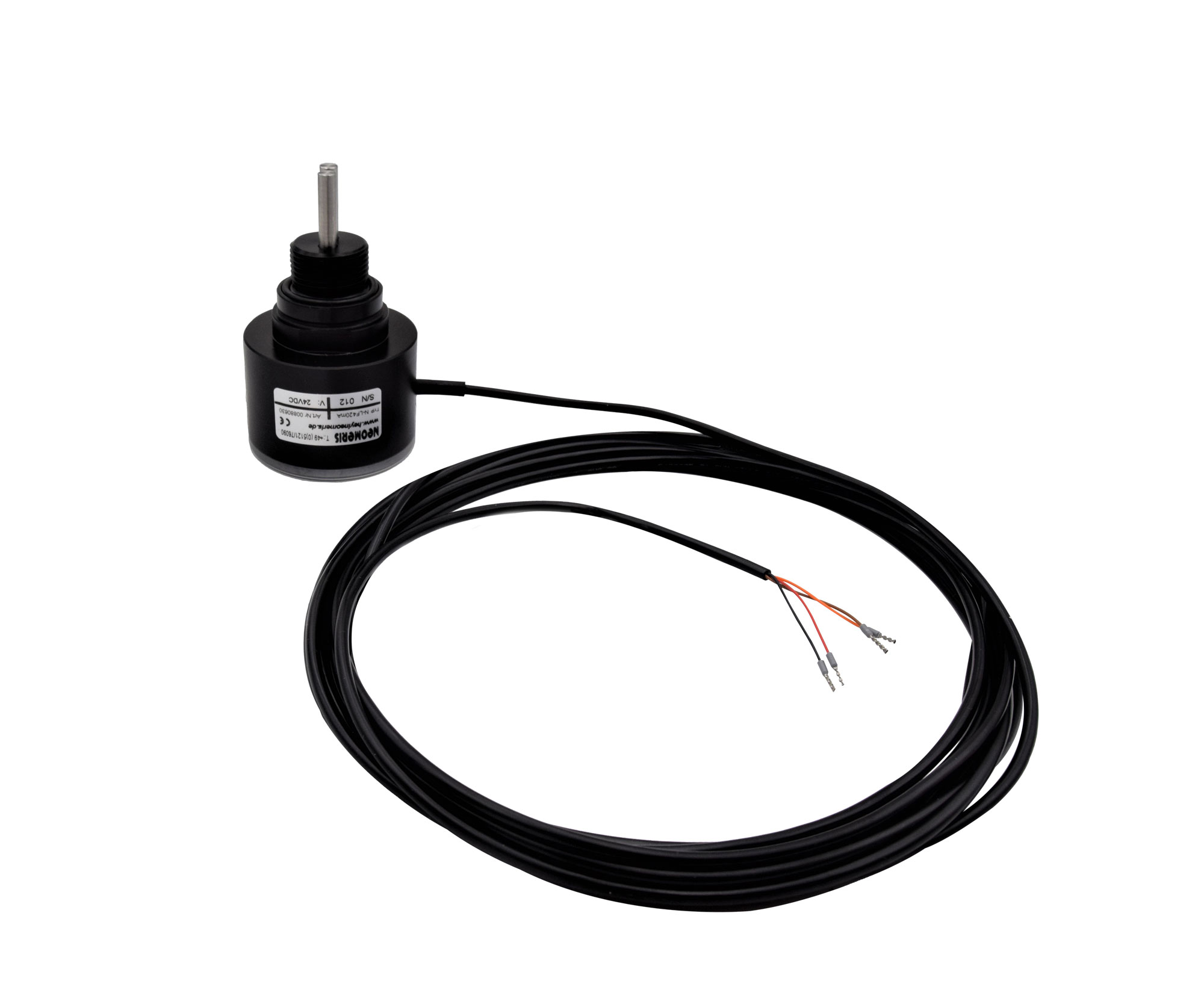 N-LF420 0-50µS Leitfähigkeitsmessgerät mit 4-20mA Ausgang, LED Anzeige und 3/4 Zoll Einschraubgewinde, Frontansicht mit LED Anzeige, POM Gehäuse schwarz