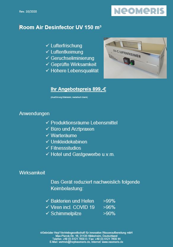 Room AIR Desinfector UV 150 m³