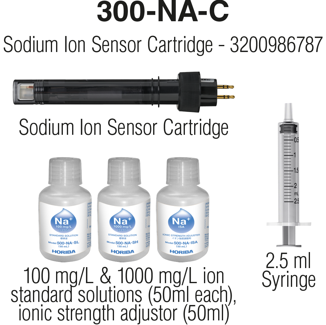 Horiba 300-NA-C Elektrode mit drei Kalibrierlösungen und 2,5ml Pipette